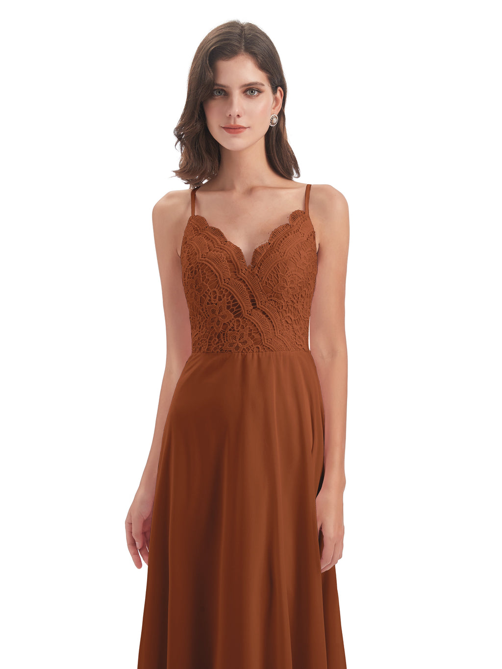 Alisa Spaghetti Straps Lace Bridesmaid Dresses