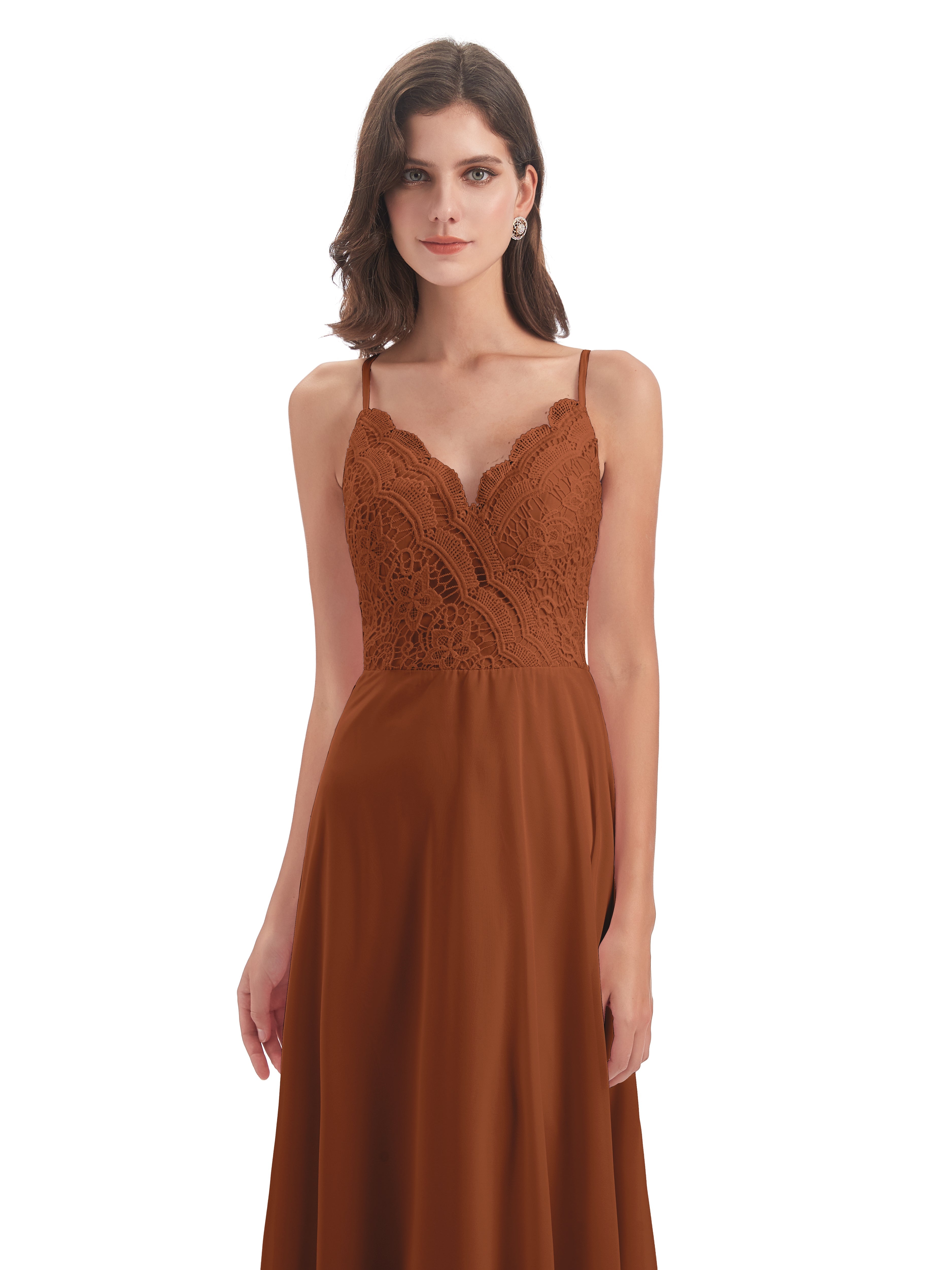 Alisa Spaghetti Straps Lace Bridesmaid Dresses