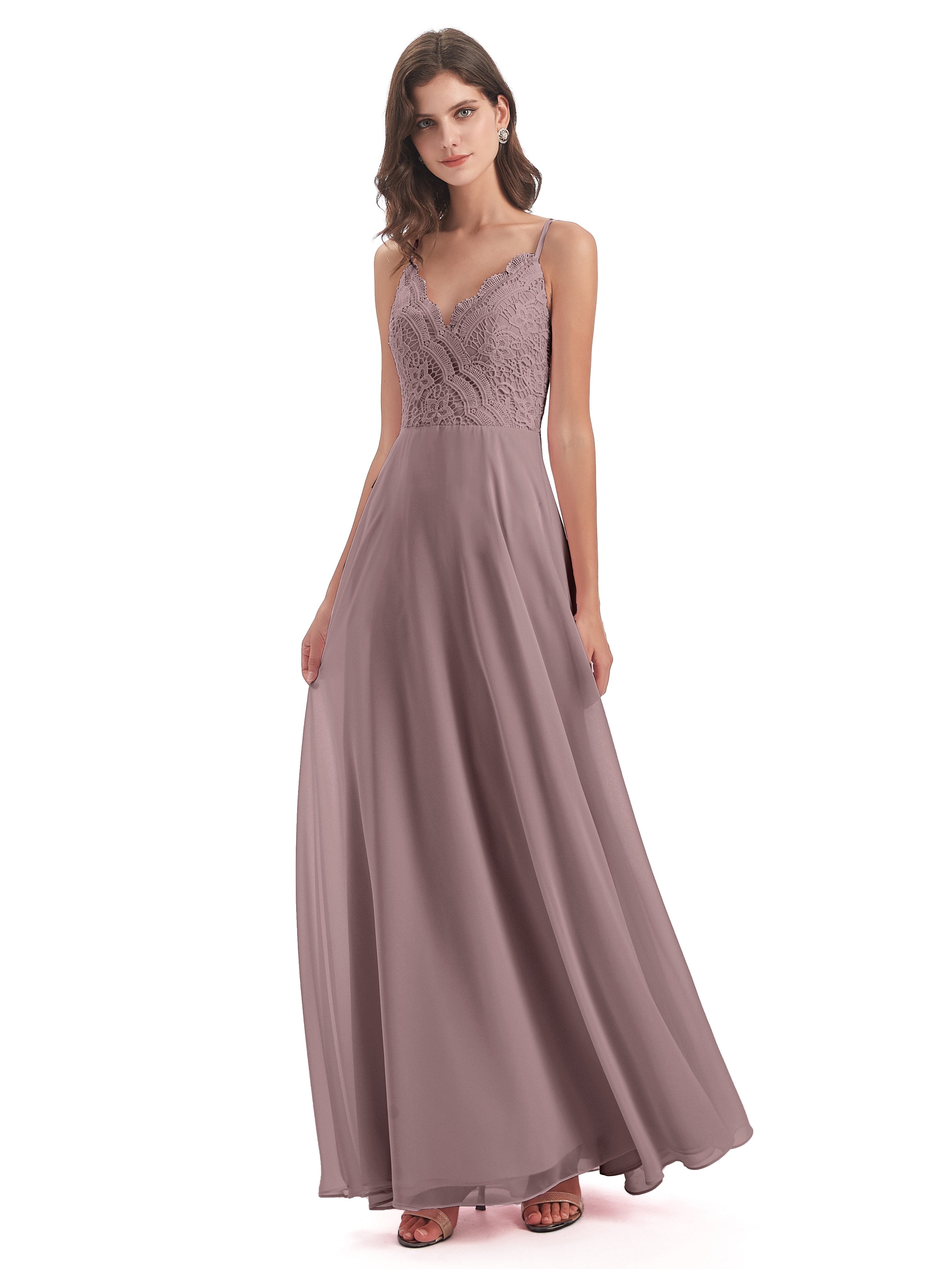 Alisa Spaghetti Straps Lace Bridesmaid Dresses