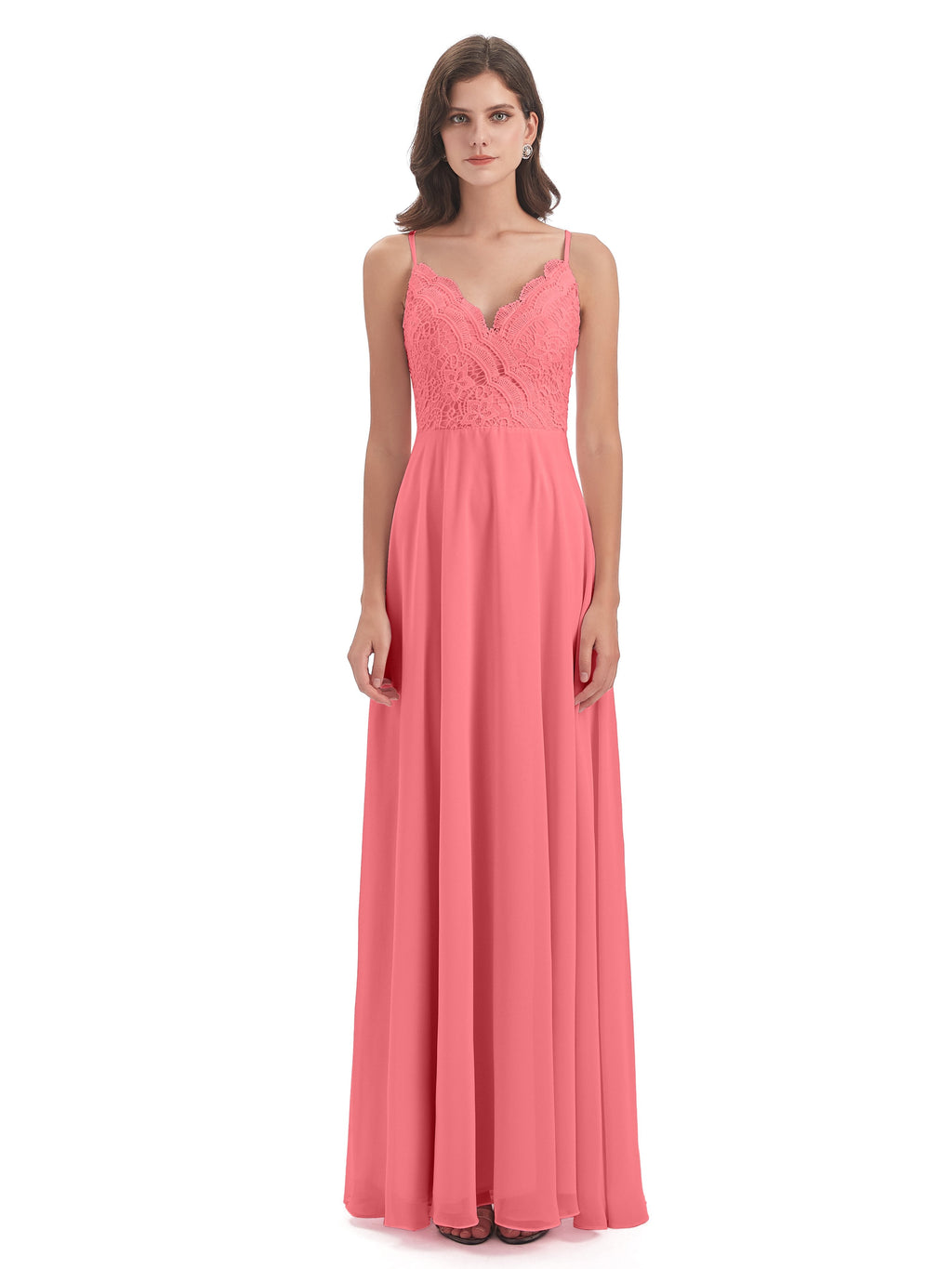 Alisa Spaghetti Straps Lace Bridesmaid Dresses