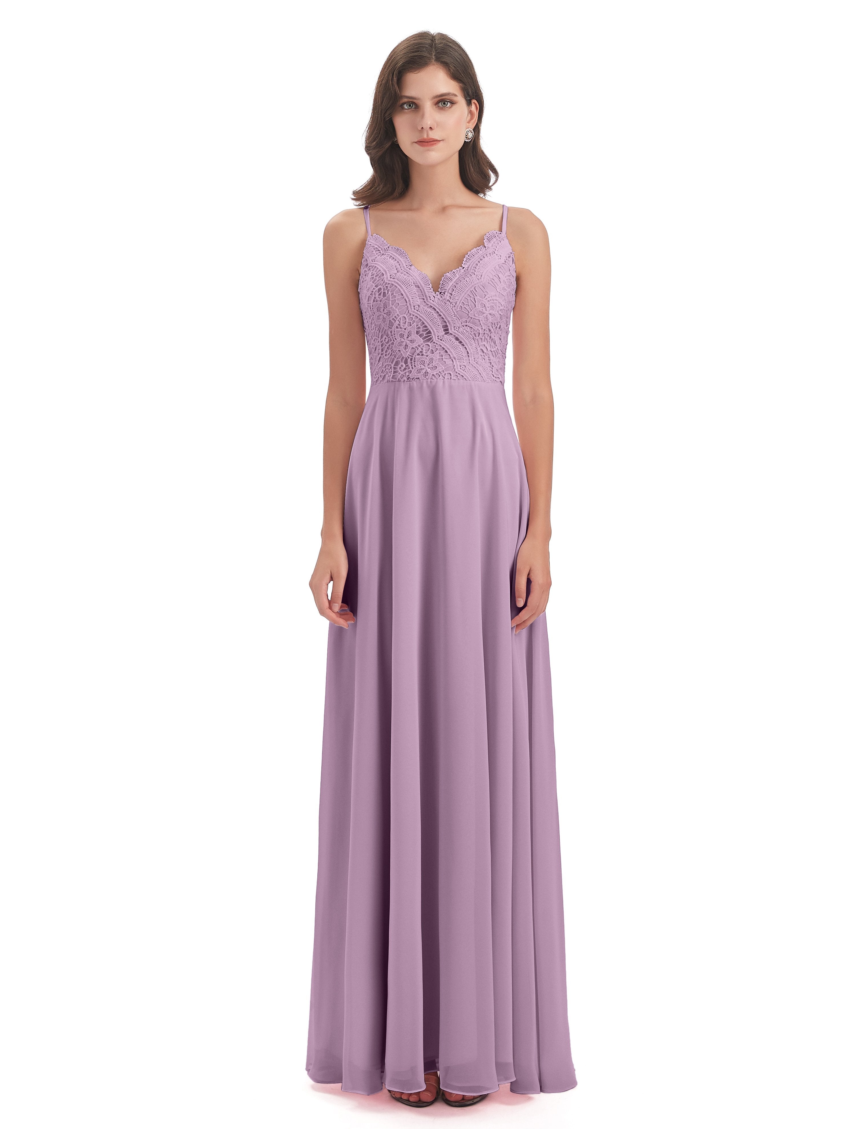 Alisa Spaghetti Straps Lace Bridesmaid Dresses