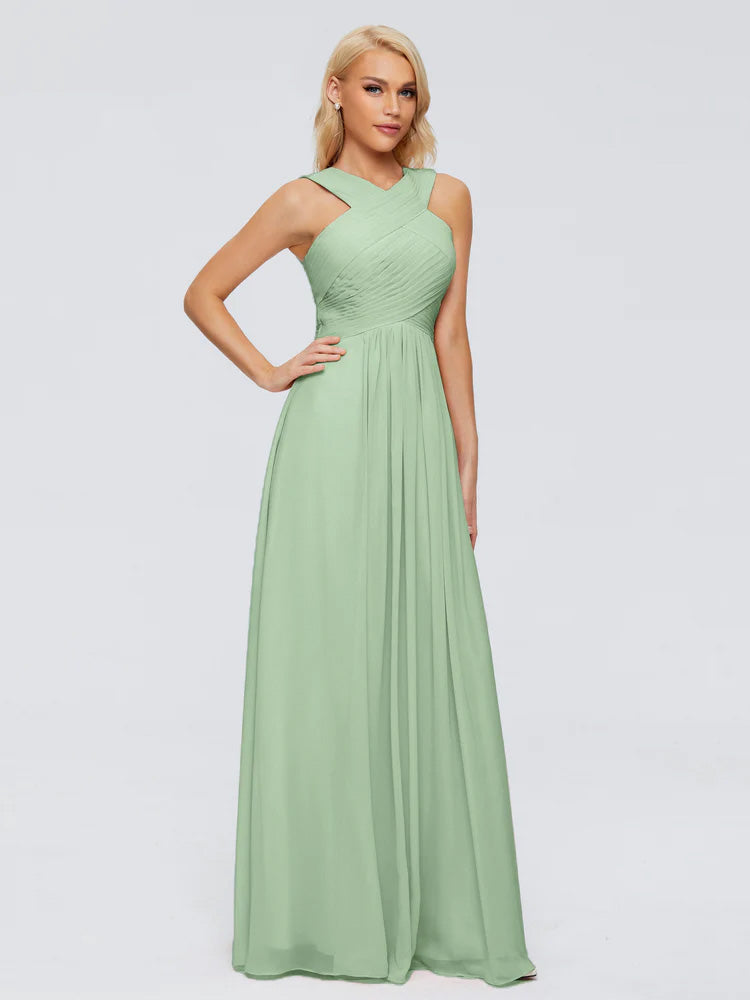 Aliyah A-line Straps Chiffon Bridesmaid Dresses