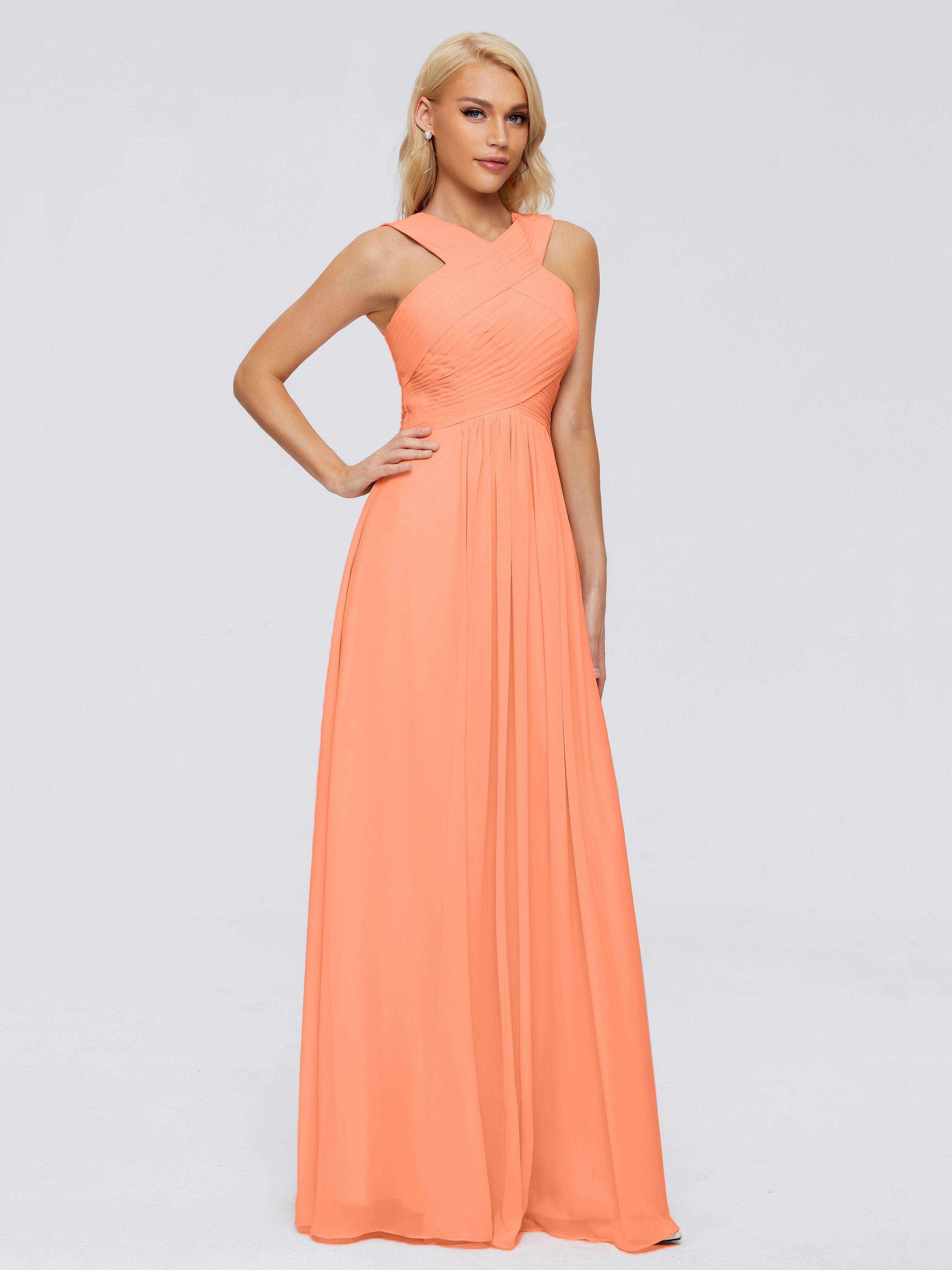 Aliyah A-line Straps Chiffon Bridesmaid Dresses