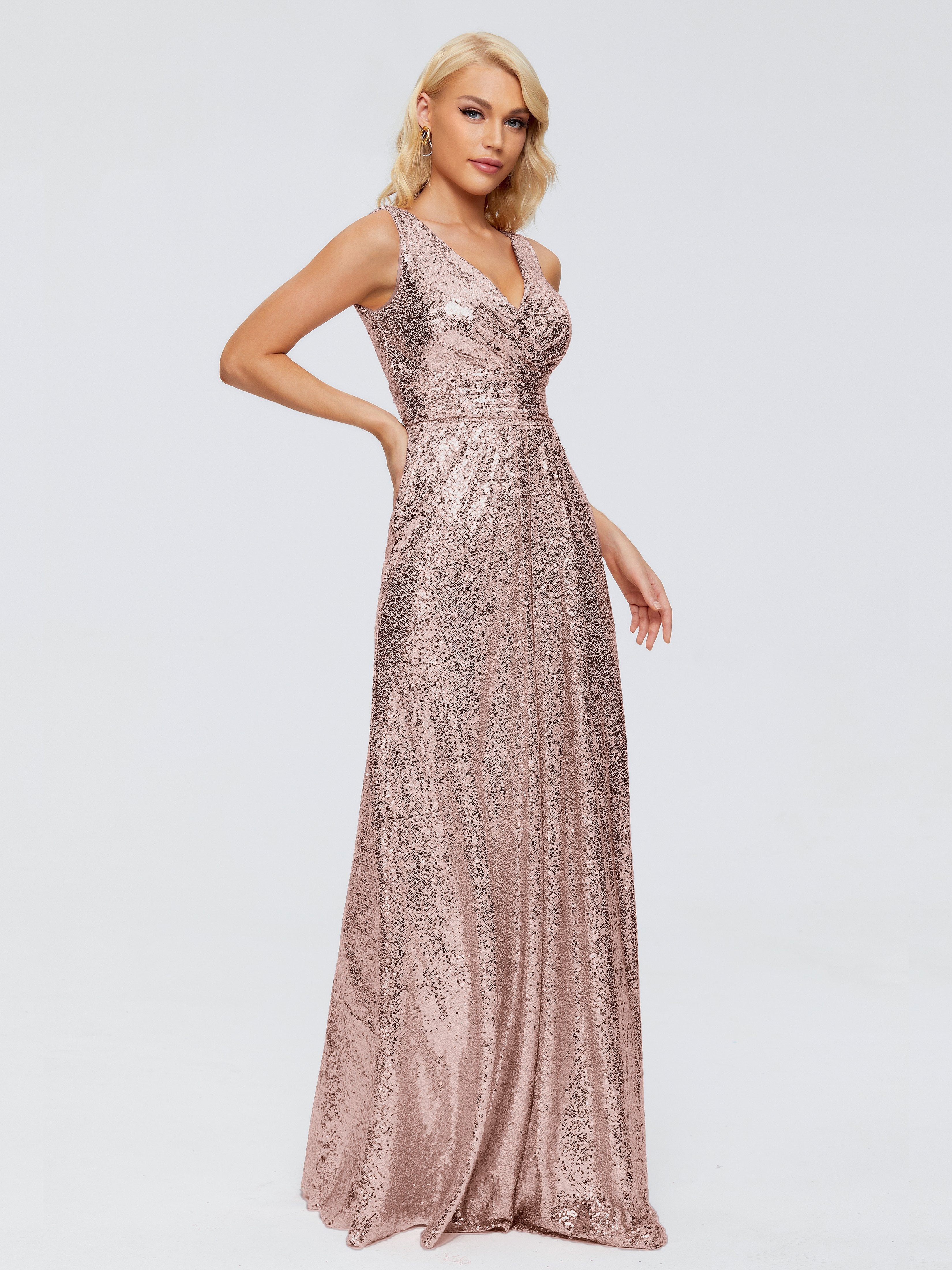 Alyssa Straps V-back Sequins Bridesmaid Dress