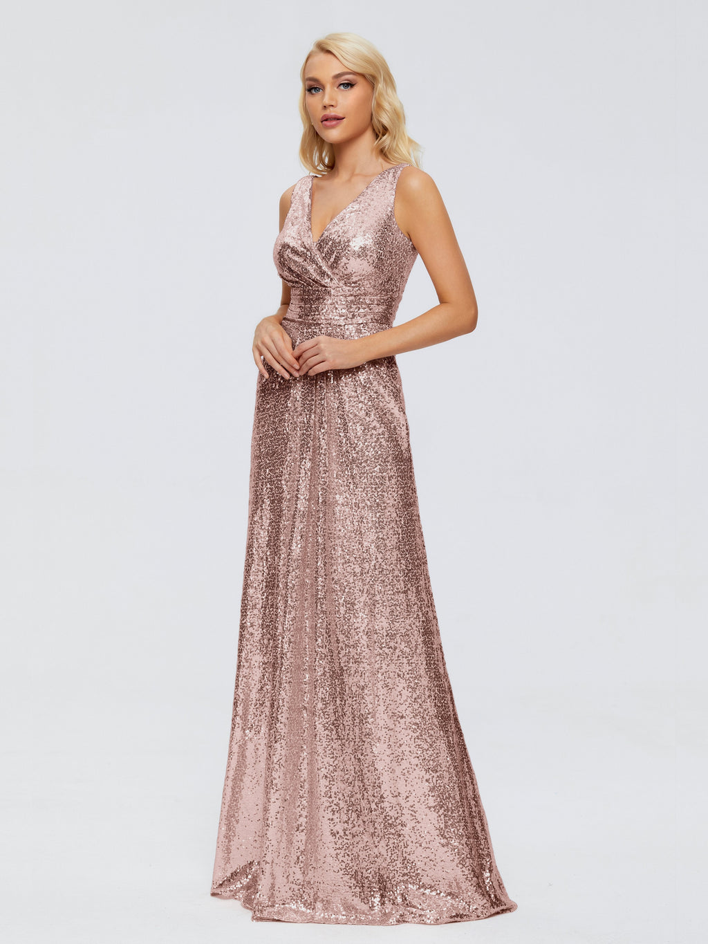 Alyssa Straps V-back Sequins Bridesmaid Dress