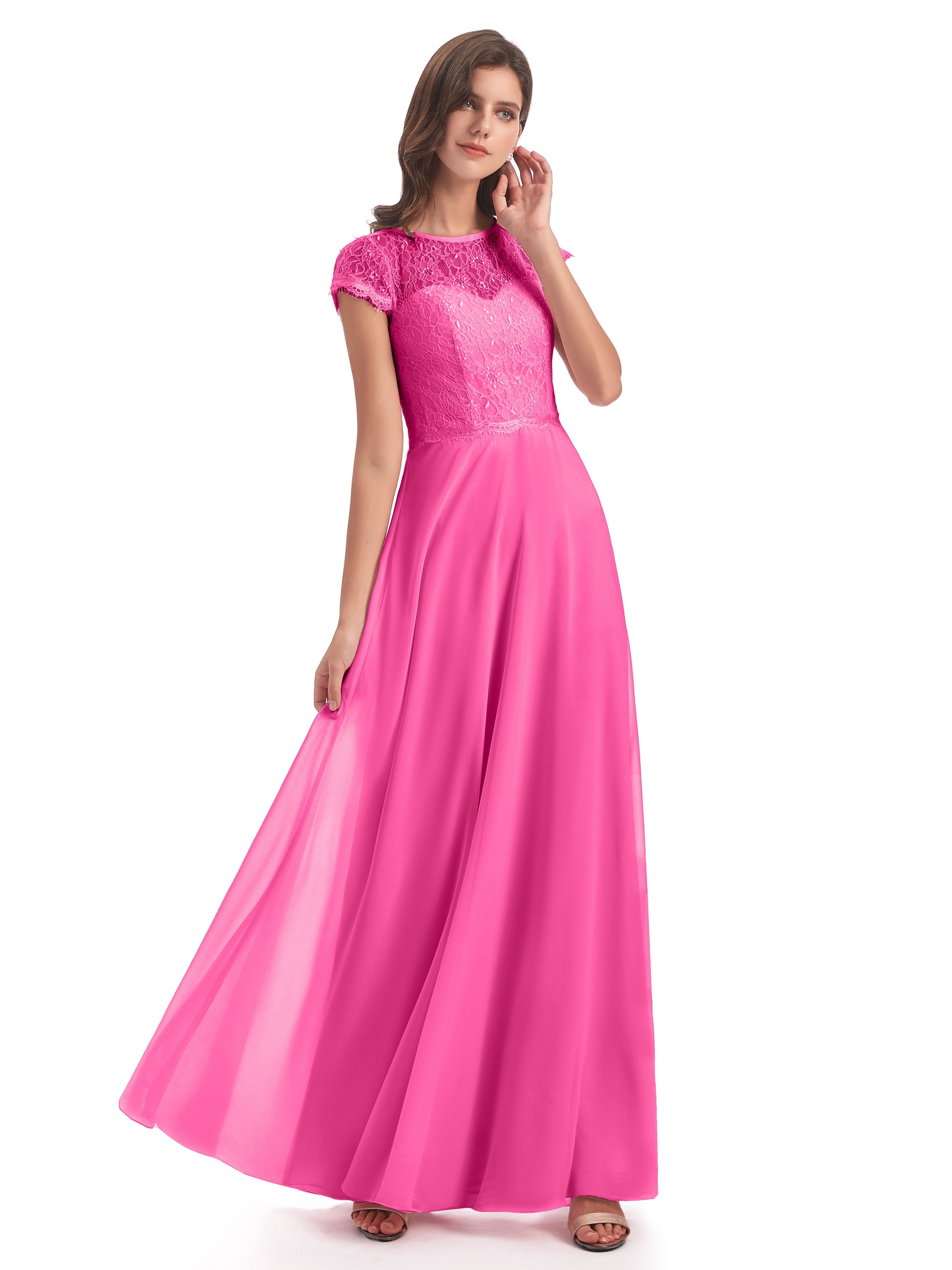 Amelia Sheatch Cap Sleeves Lace Bridesmaid Dresses