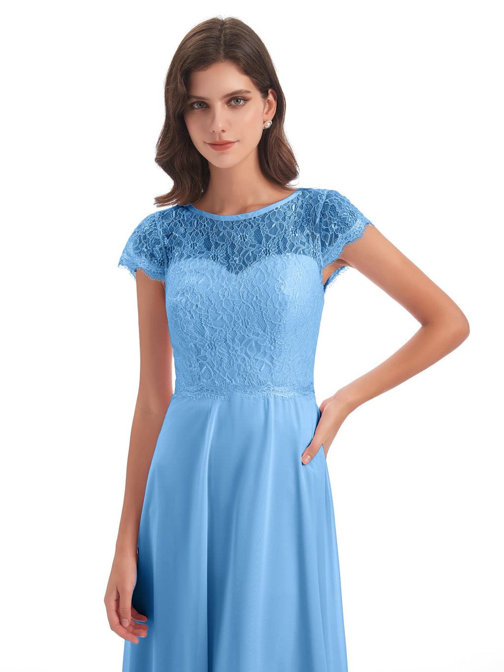 Amelia Sheatch Cap Sleeves Lace Bridesmaid Dresses