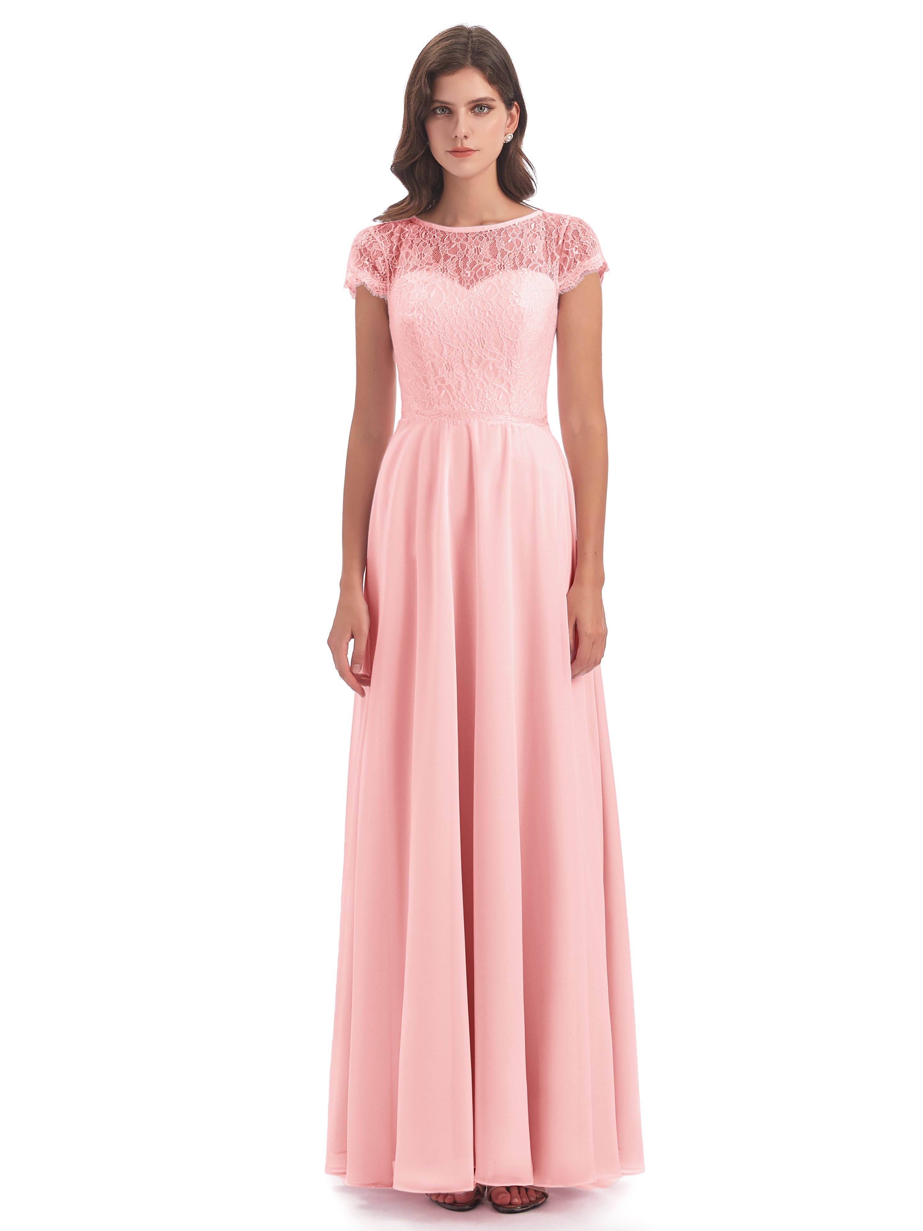 Amelia Sheatch Cap Sleeves Lace Bridesmaid Dresses