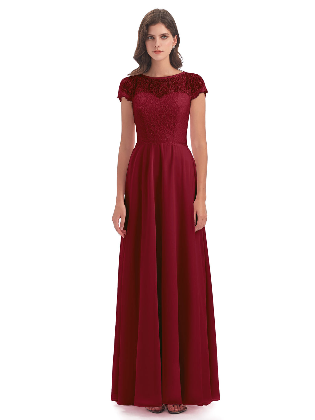 Amelia Sheatch Cap Sleeves Lace Bridesmaid Dresses
