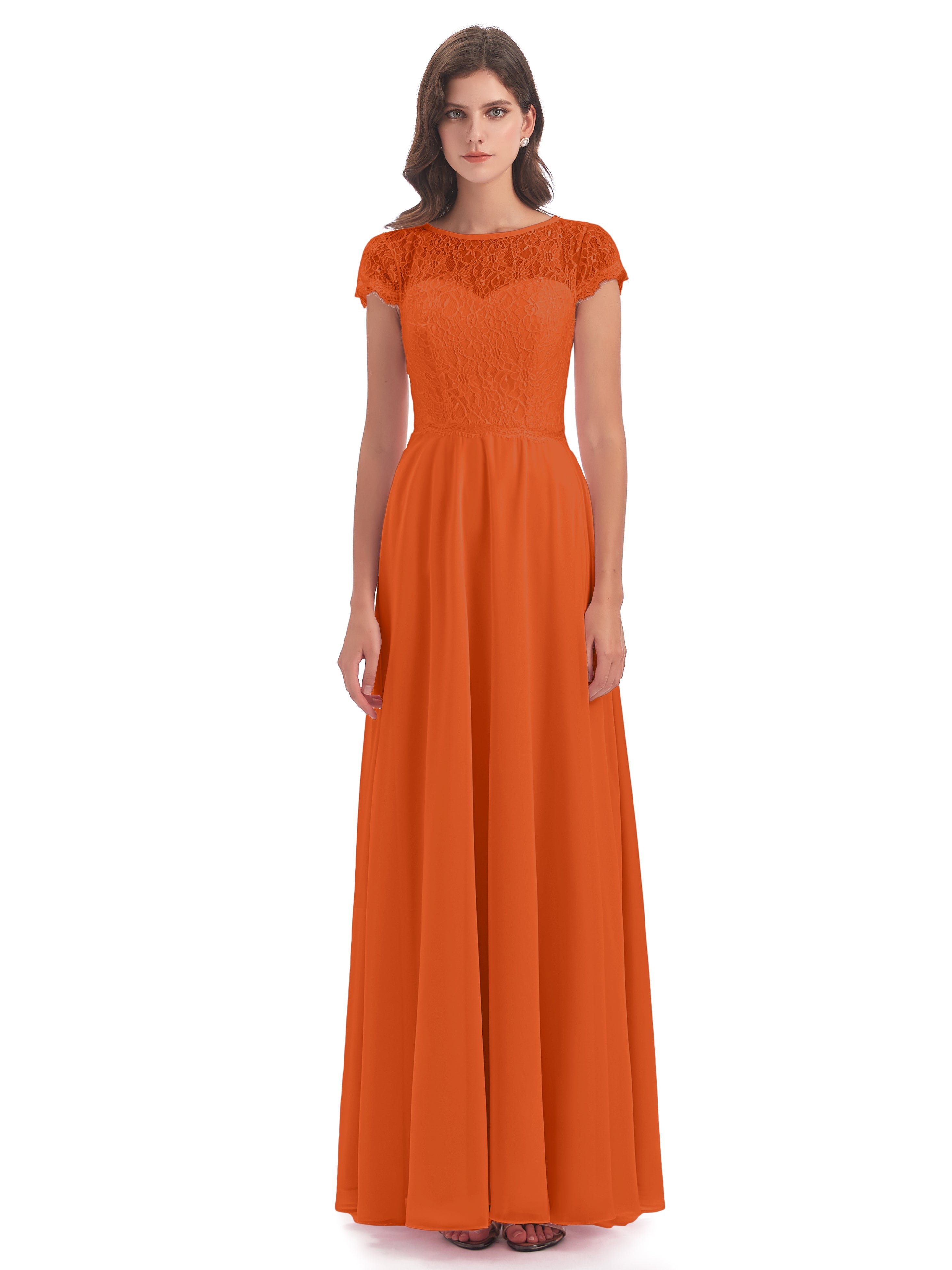 Amelia Sheatch Cap Sleeves Lace Bridesmaid Dresses