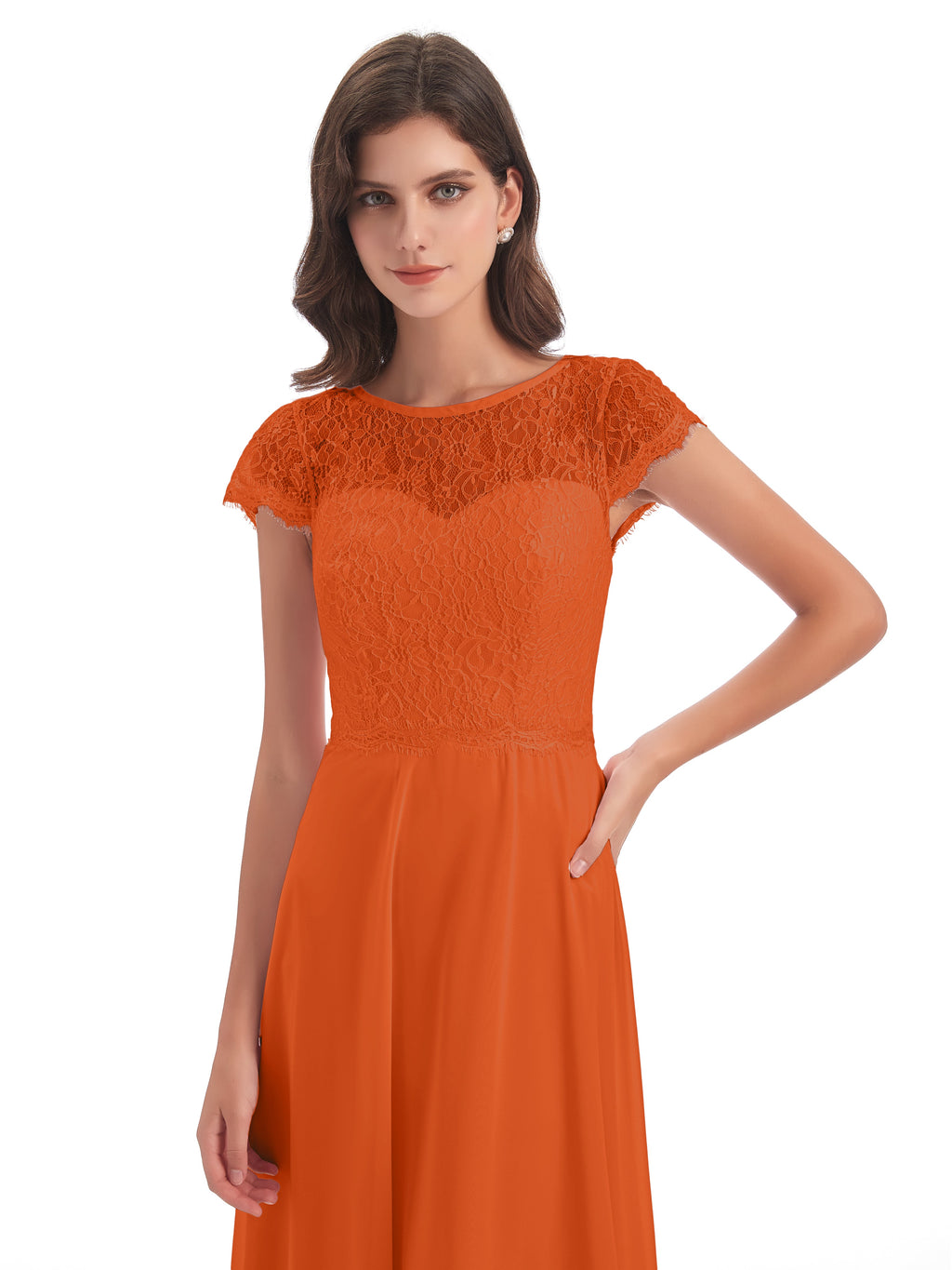 Amelia Sheatch Cap Sleeves Lace Bridesmaid Dresses