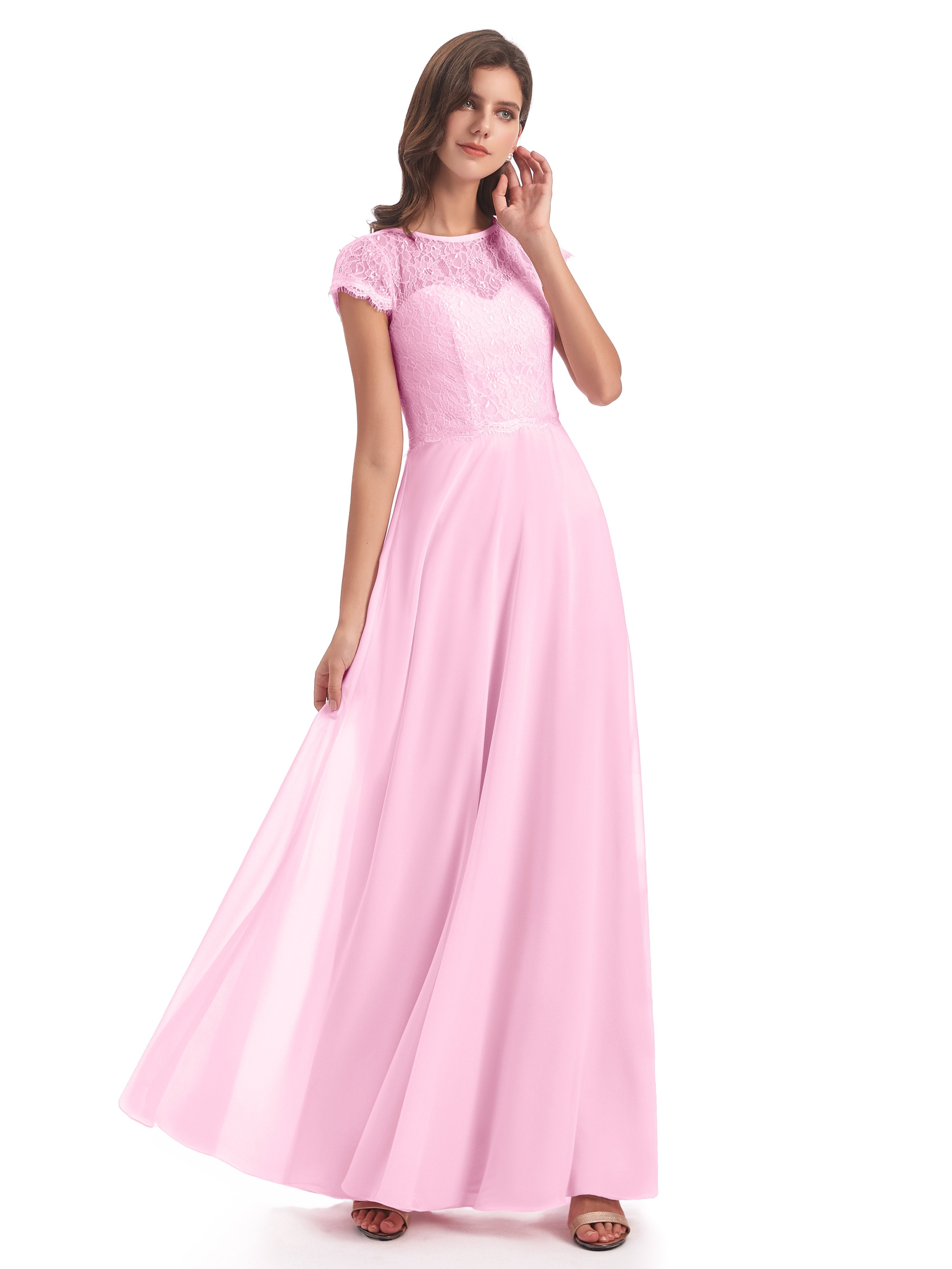 Amelia Sheatch Cap Sleeves Lace Bridesmaid Dresses