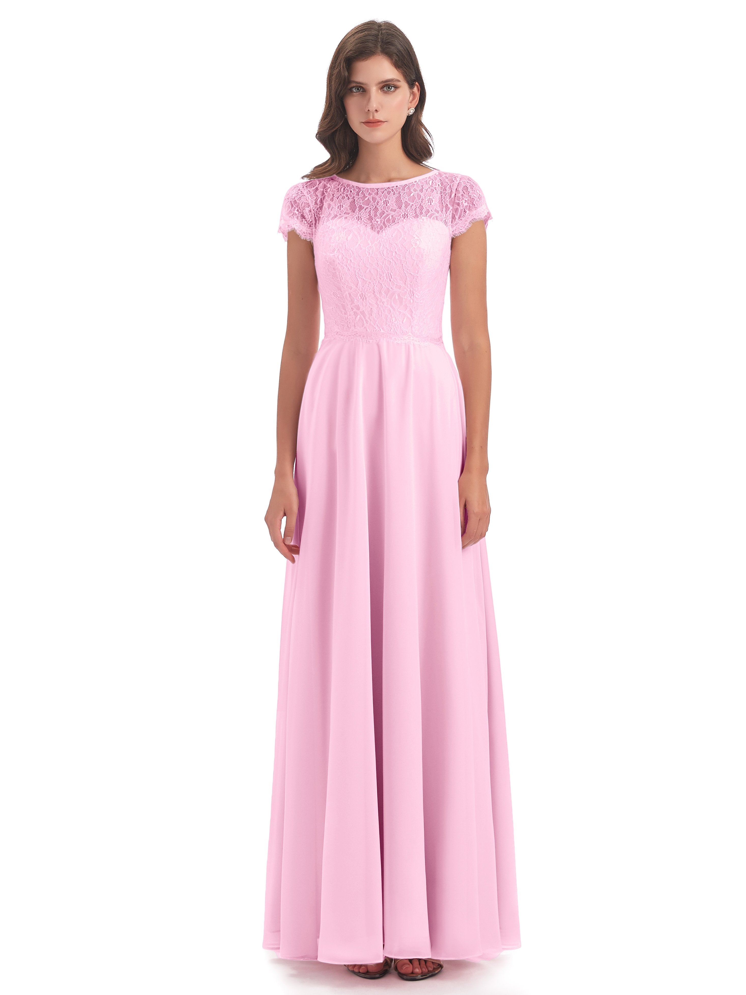 Amelia Sheatch Cap Sleeves Lace Bridesmaid Dresses