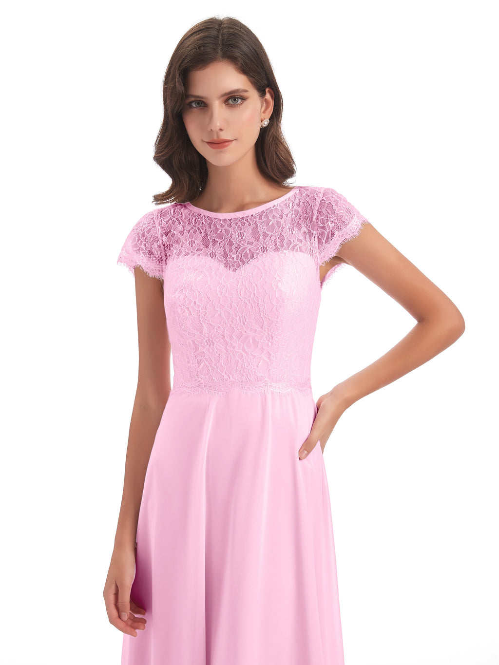 Amelia Sheatch Cap Sleeves Lace Bridesmaid Dresses