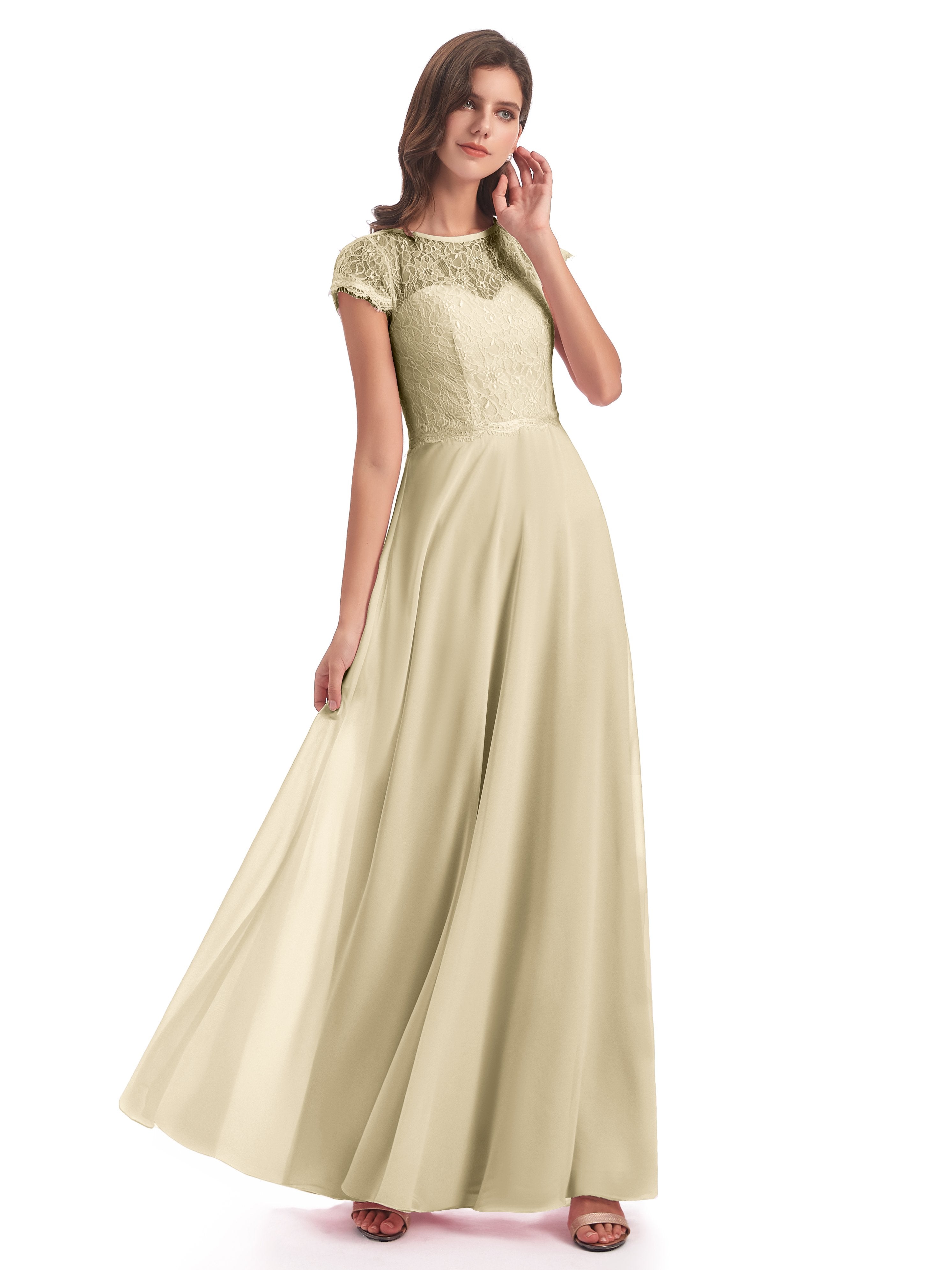 Amelia Sheatch Cap Sleeves Lace Bridesmaid Dresses