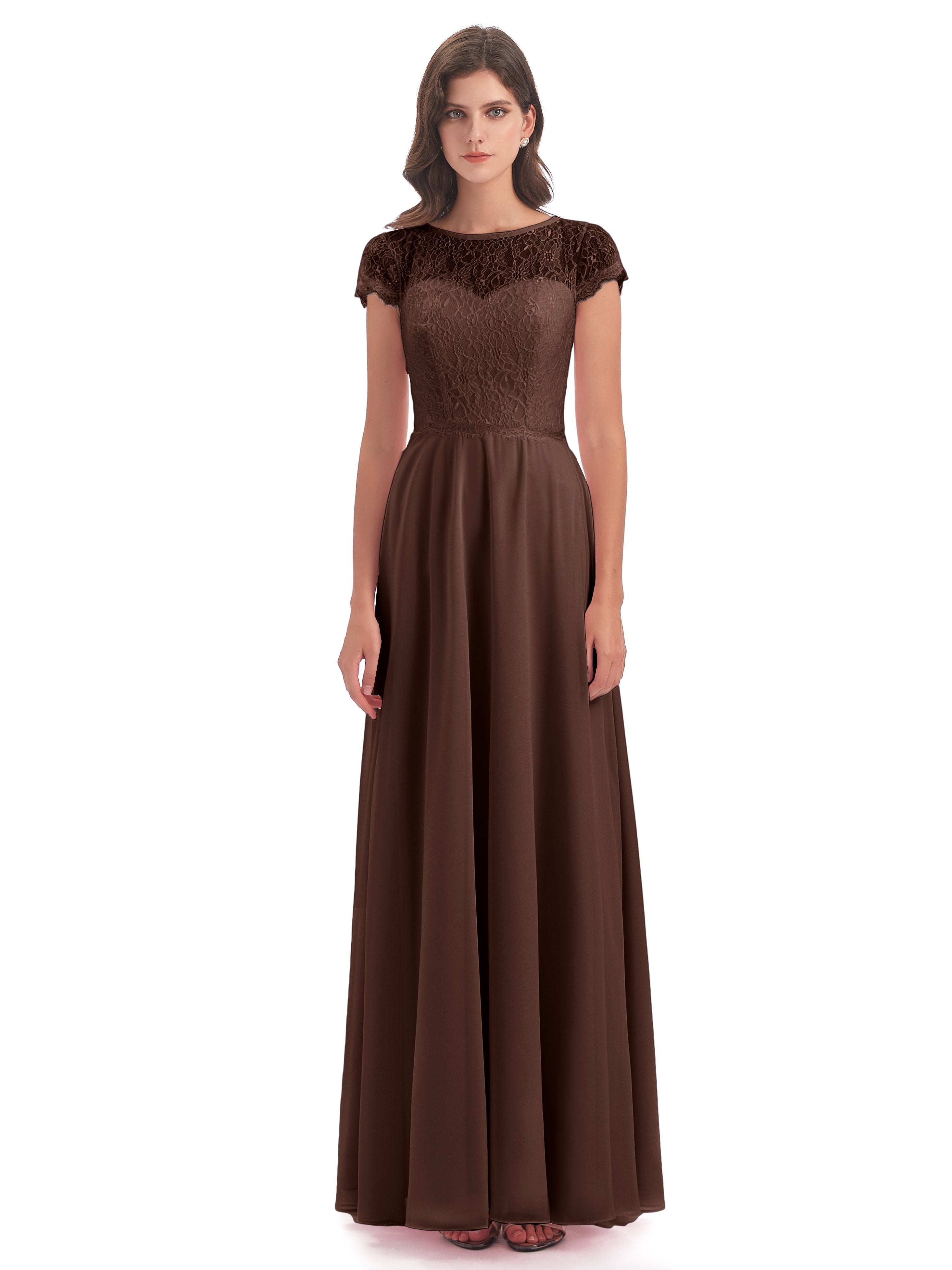 Amelia Sheatch Cap Sleeves Lace Bridesmaid Dresses