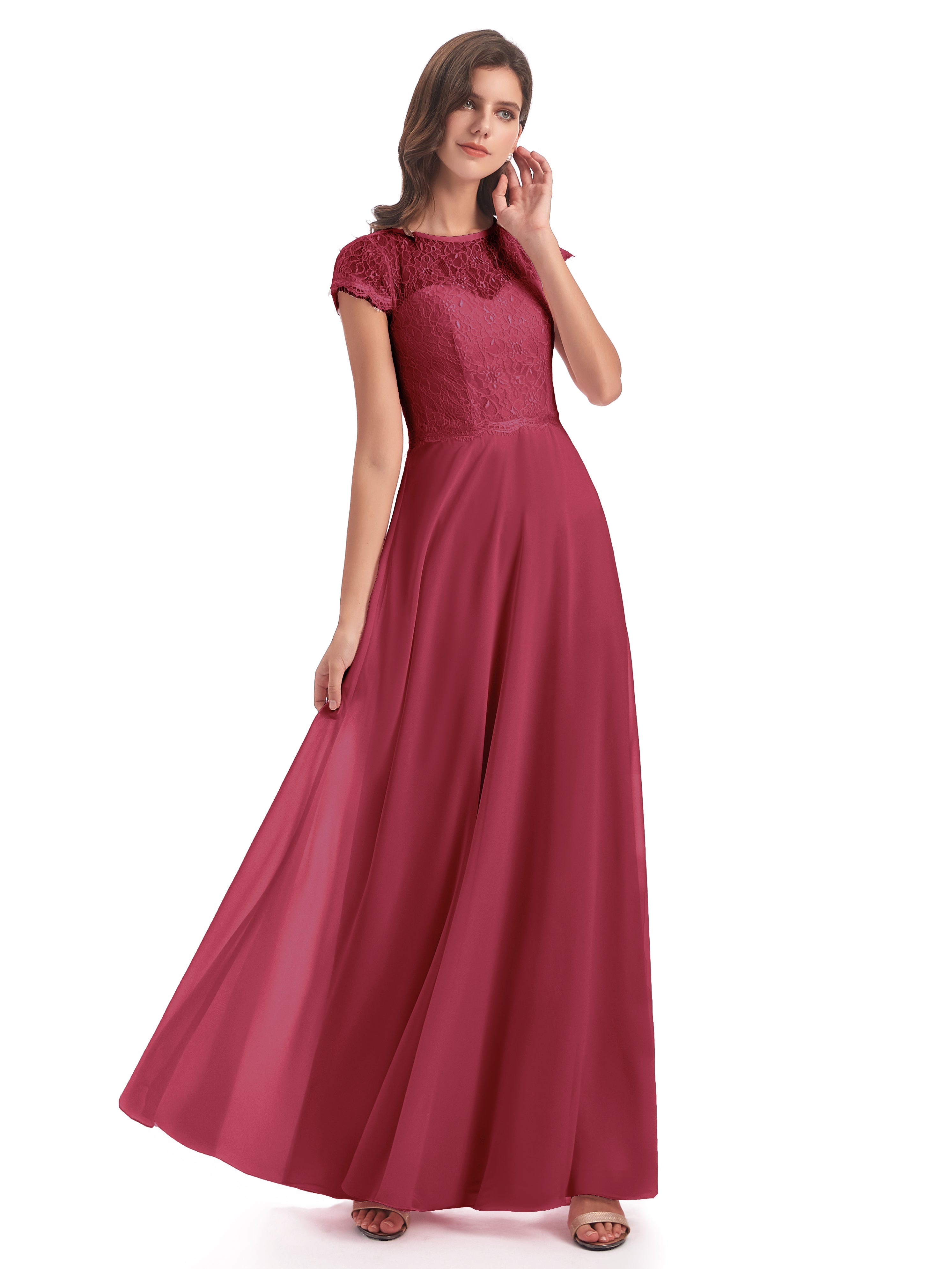 Amelia Sheatch Cap Sleeves Lace Bridesmaid Dresses