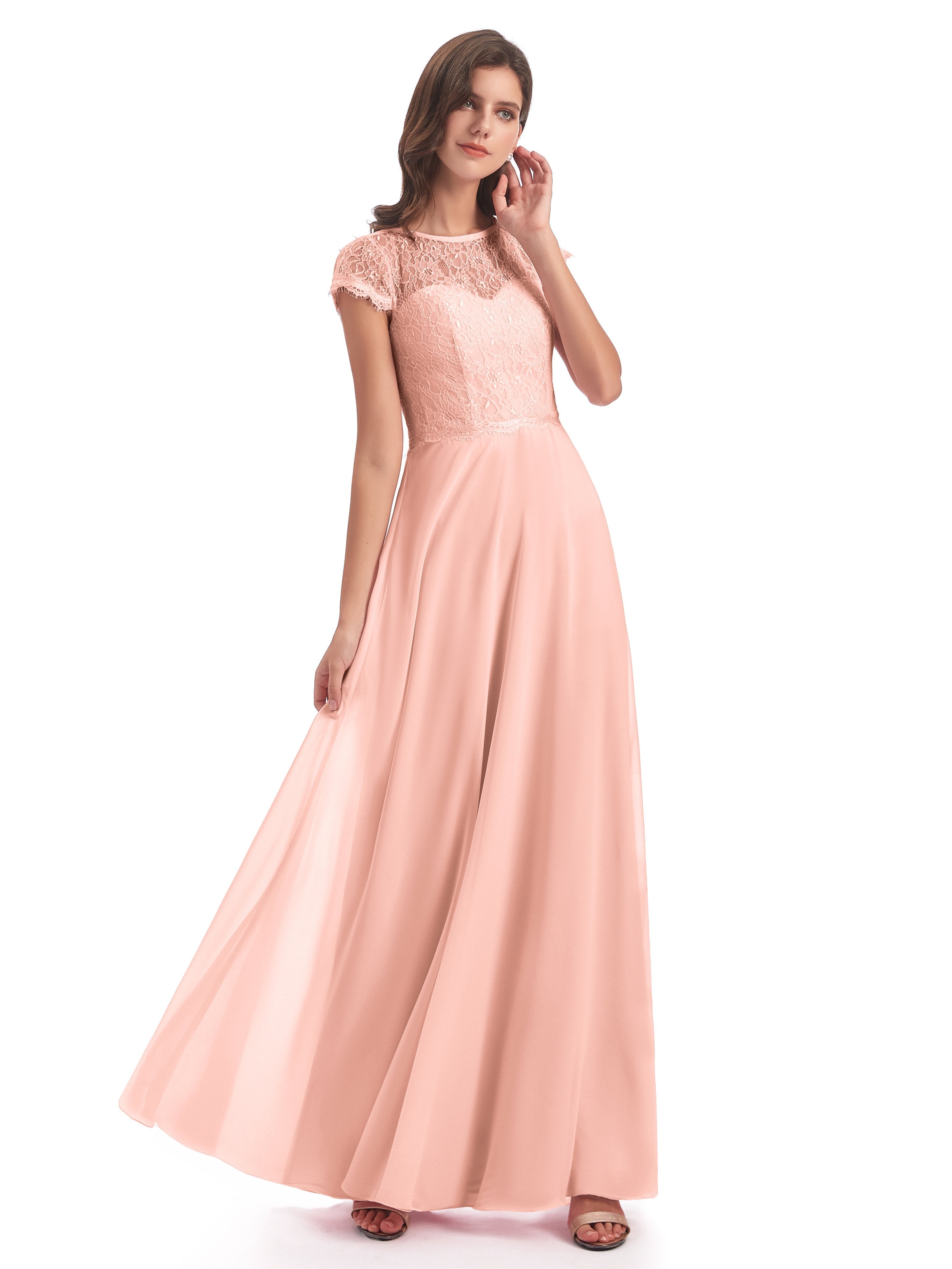 Amelia Sheatch Cap Sleeves Lace Bridesmaid Dresses