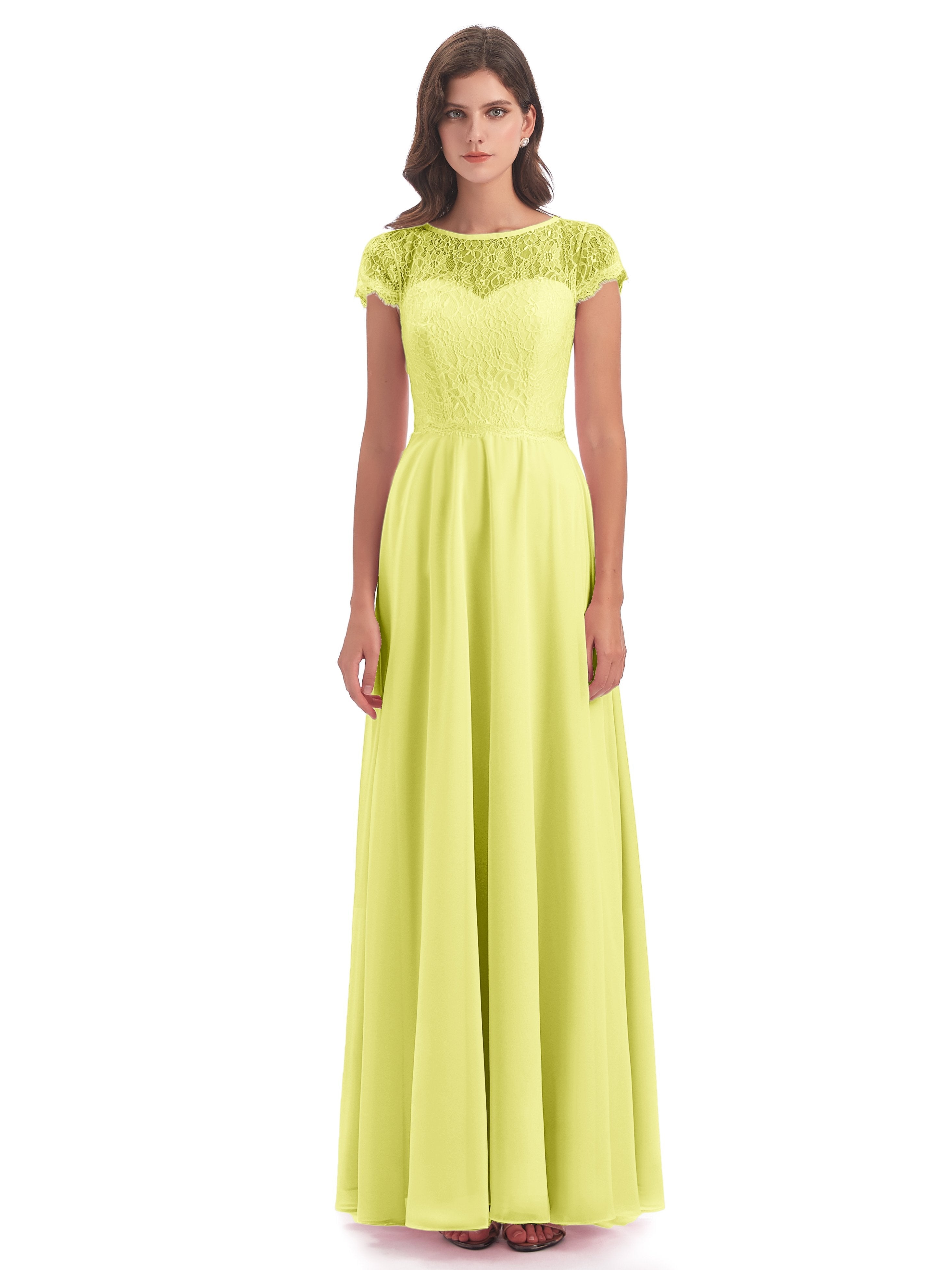 Amelia Sheatch Cap Sleeves Lace Bridesmaid Dresses