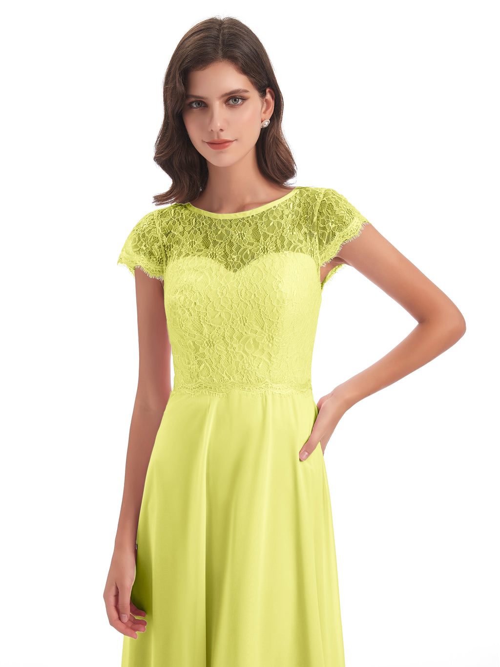 Amelia Sheatch Cap Sleeves Lace Bridesmaid Dresses