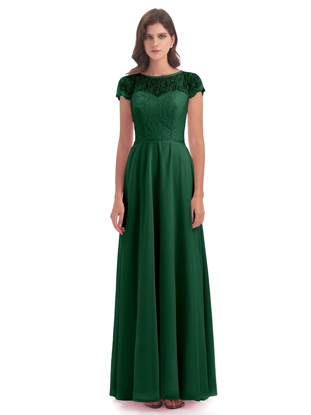 Amelia Sheatch Cap Sleeves Lace Bridesmaid Dresses