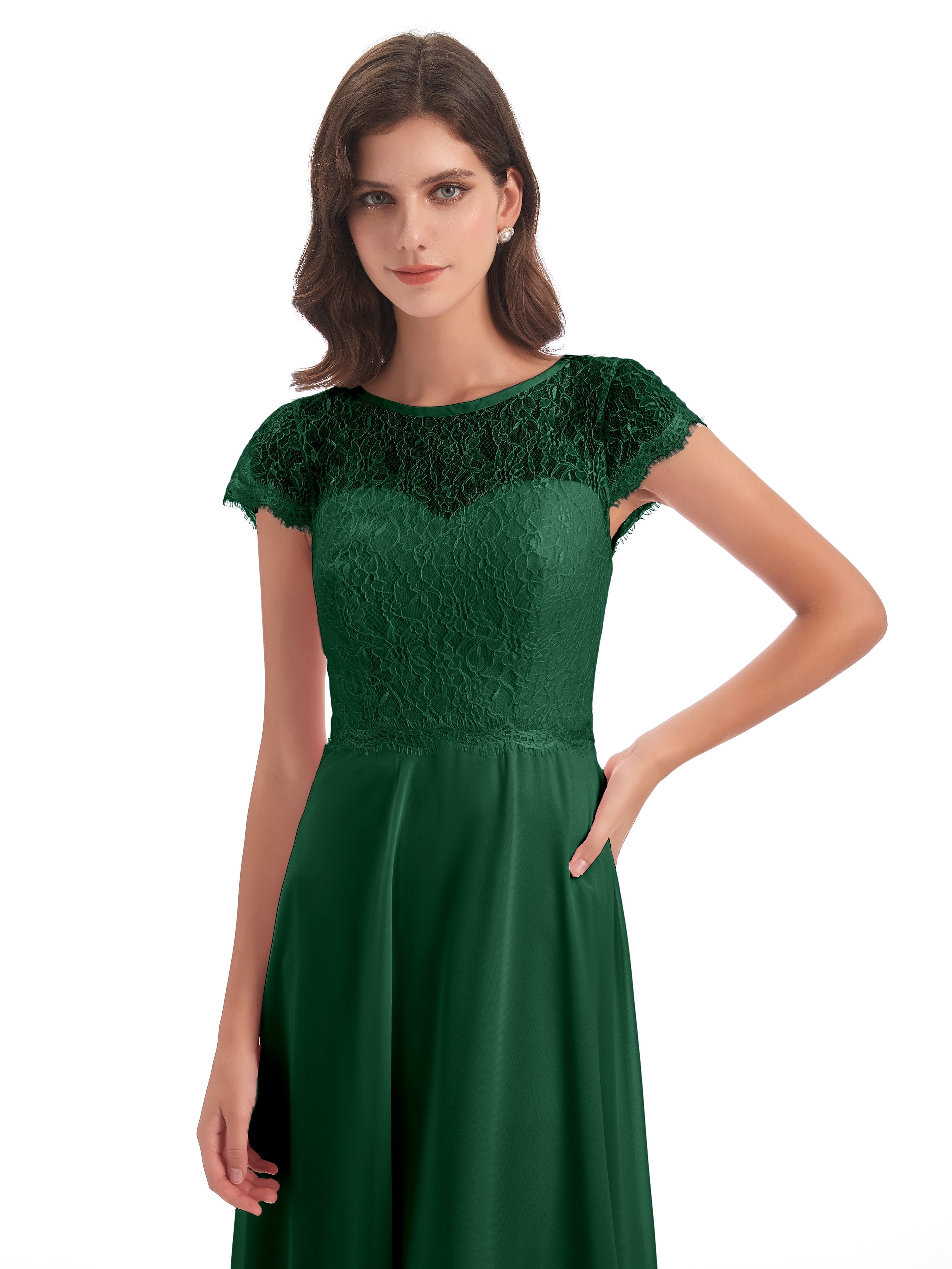 Amelia Sheatch Cap Sleeves Lace Bridesmaid Dresses