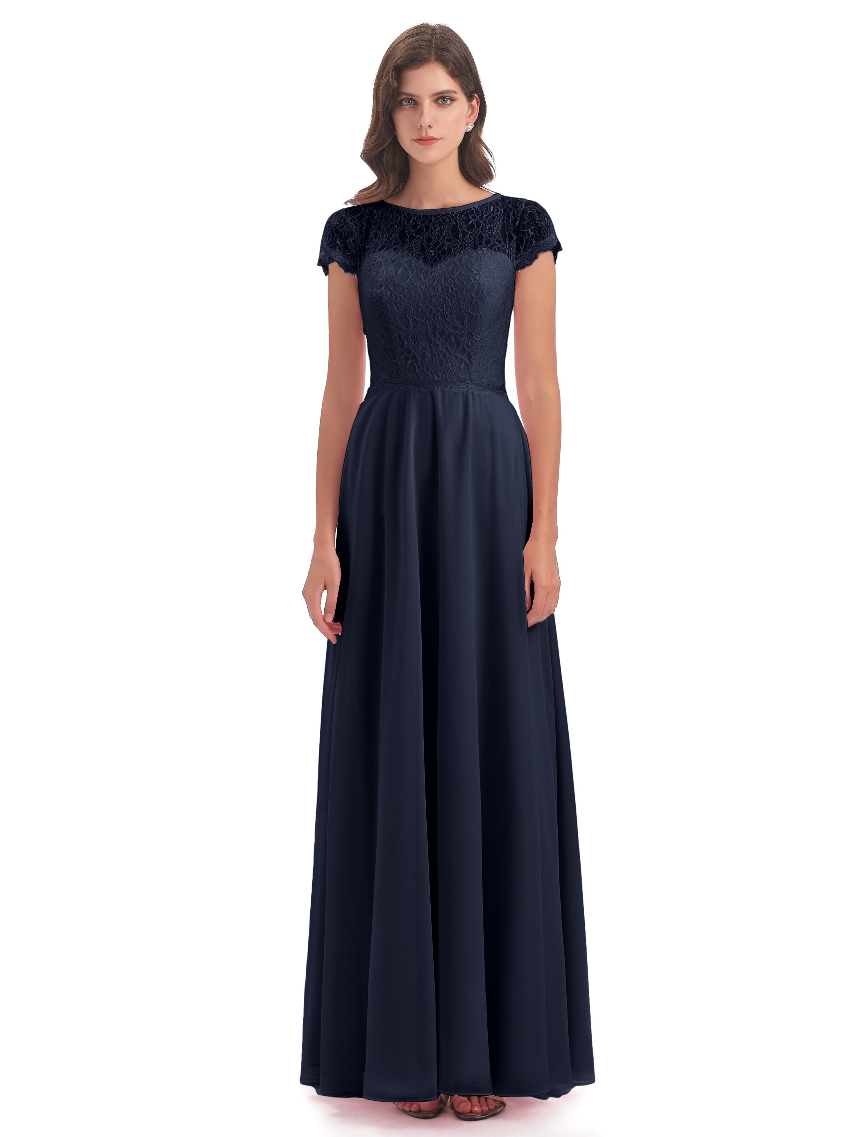 Amelia Sheatch Cap Sleeves Lace Bridesmaid Dresses