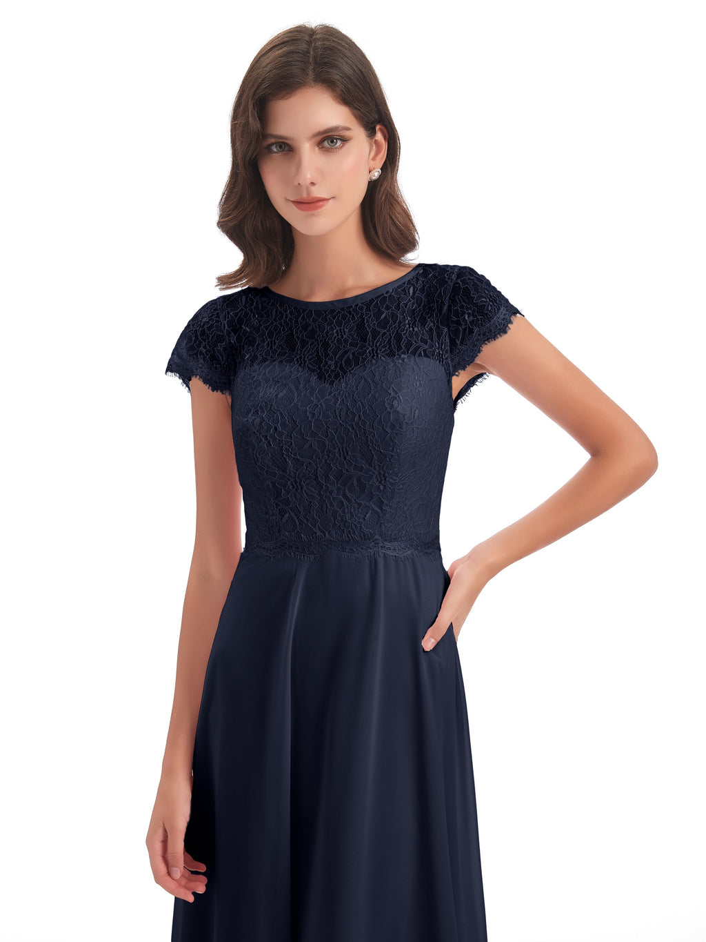 Amelia Sheatch Cap Sleeves Lace Bridesmaid Dresses