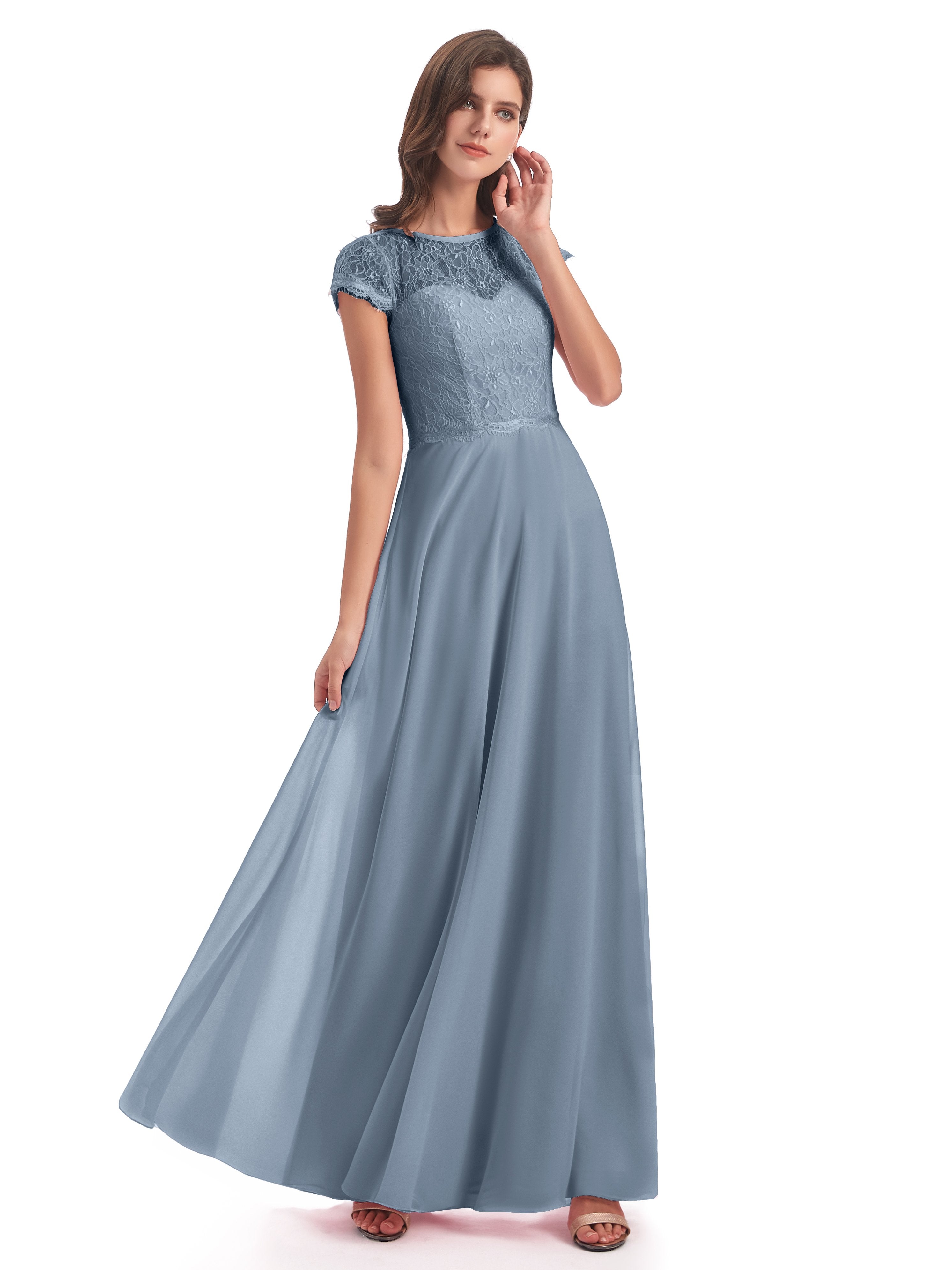 Amelia Sheatch Cap Sleeves Lace Bridesmaid Dresses