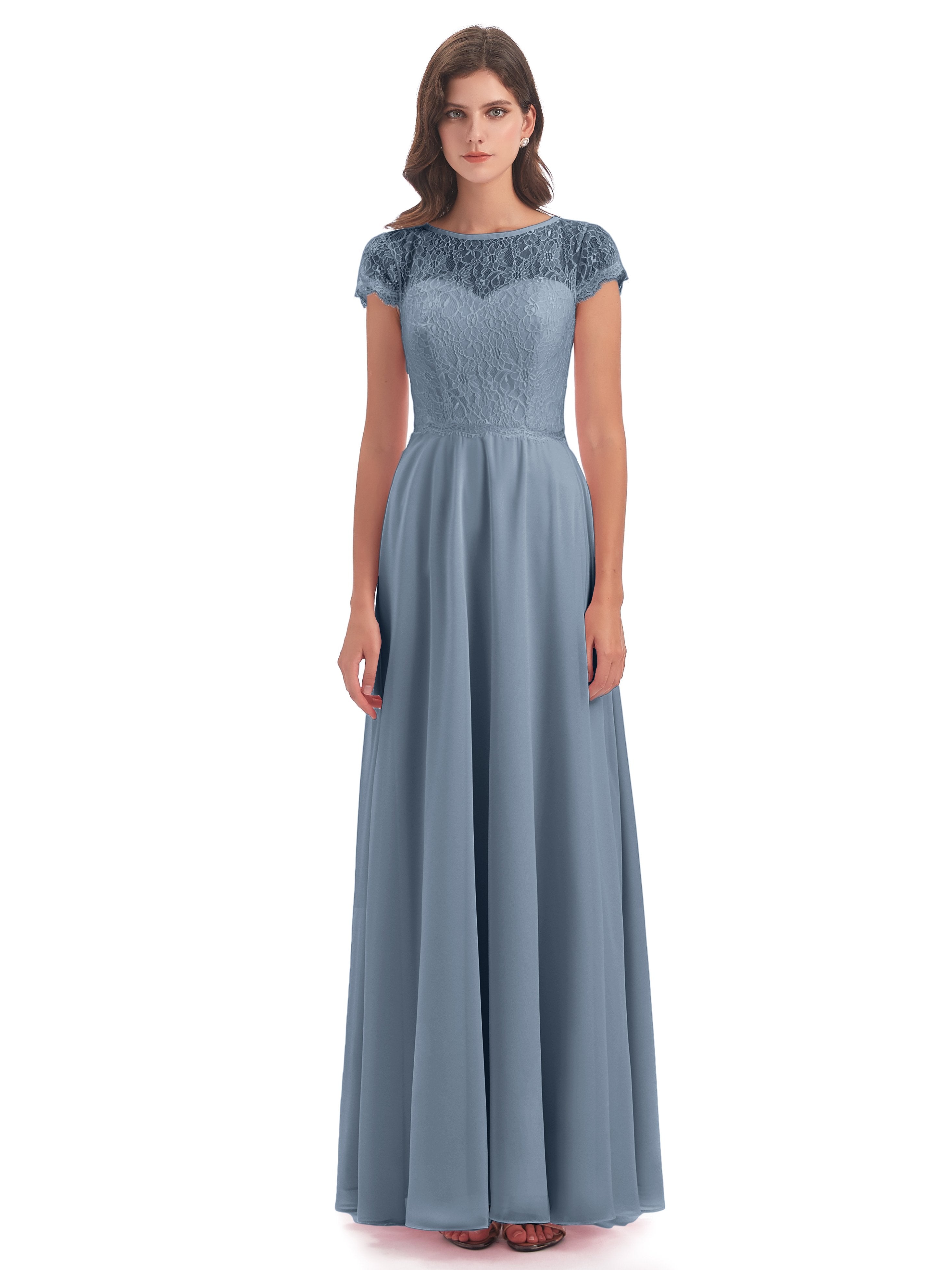 Amelia Sheatch Cap Sleeves Lace Bridesmaid Dresses