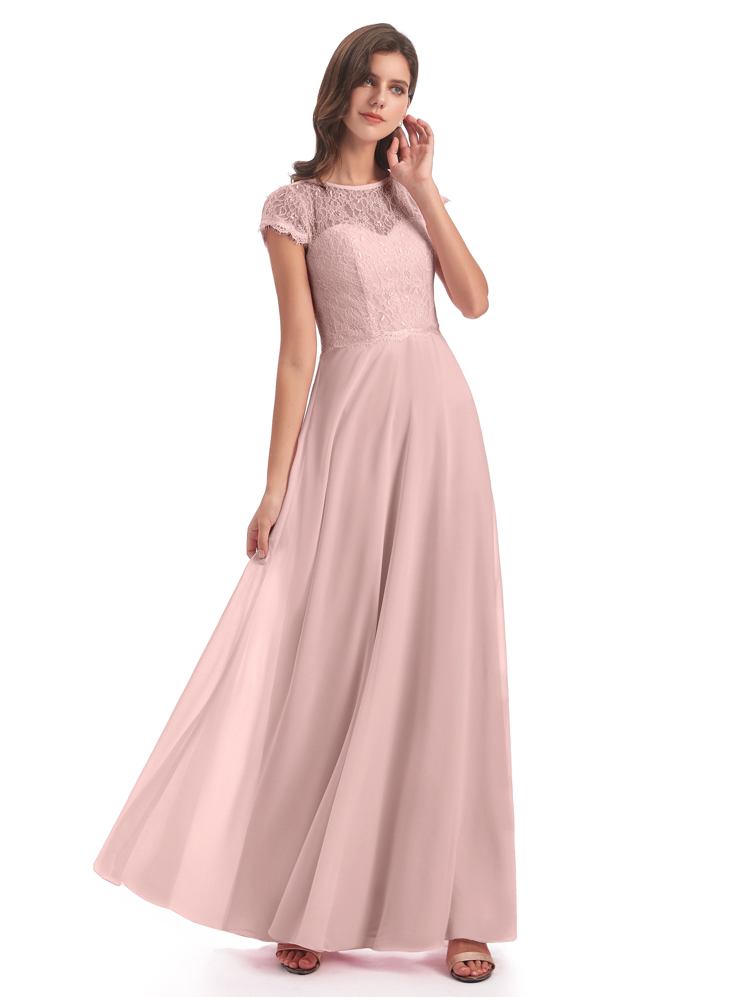 Amelia Sheatch Cap Sleeves Lace Bridesmaid Dresses