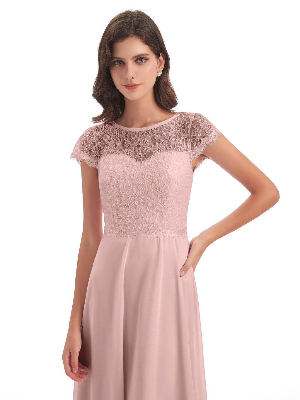 Amelia Sheatch Cap Sleeves Lace Bridesmaid Dresses
