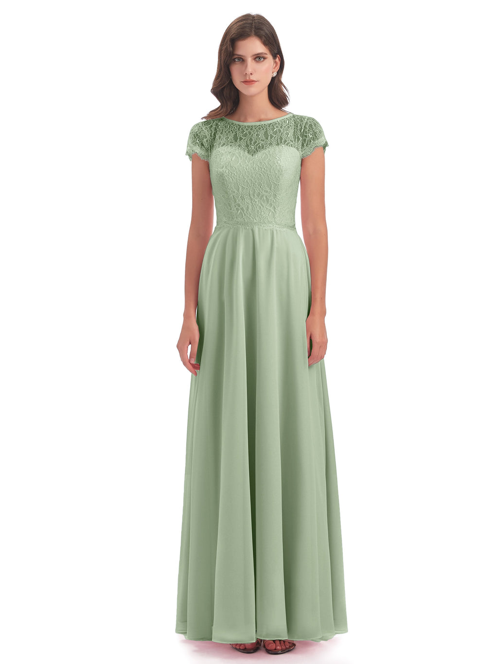 Amelia Sheatch Cap Sleeves Lace Bridesmaid Dresses