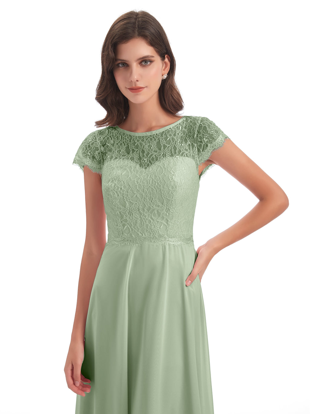 Amelia Sheatch Cap Sleeves Lace Bridesmaid Dresses