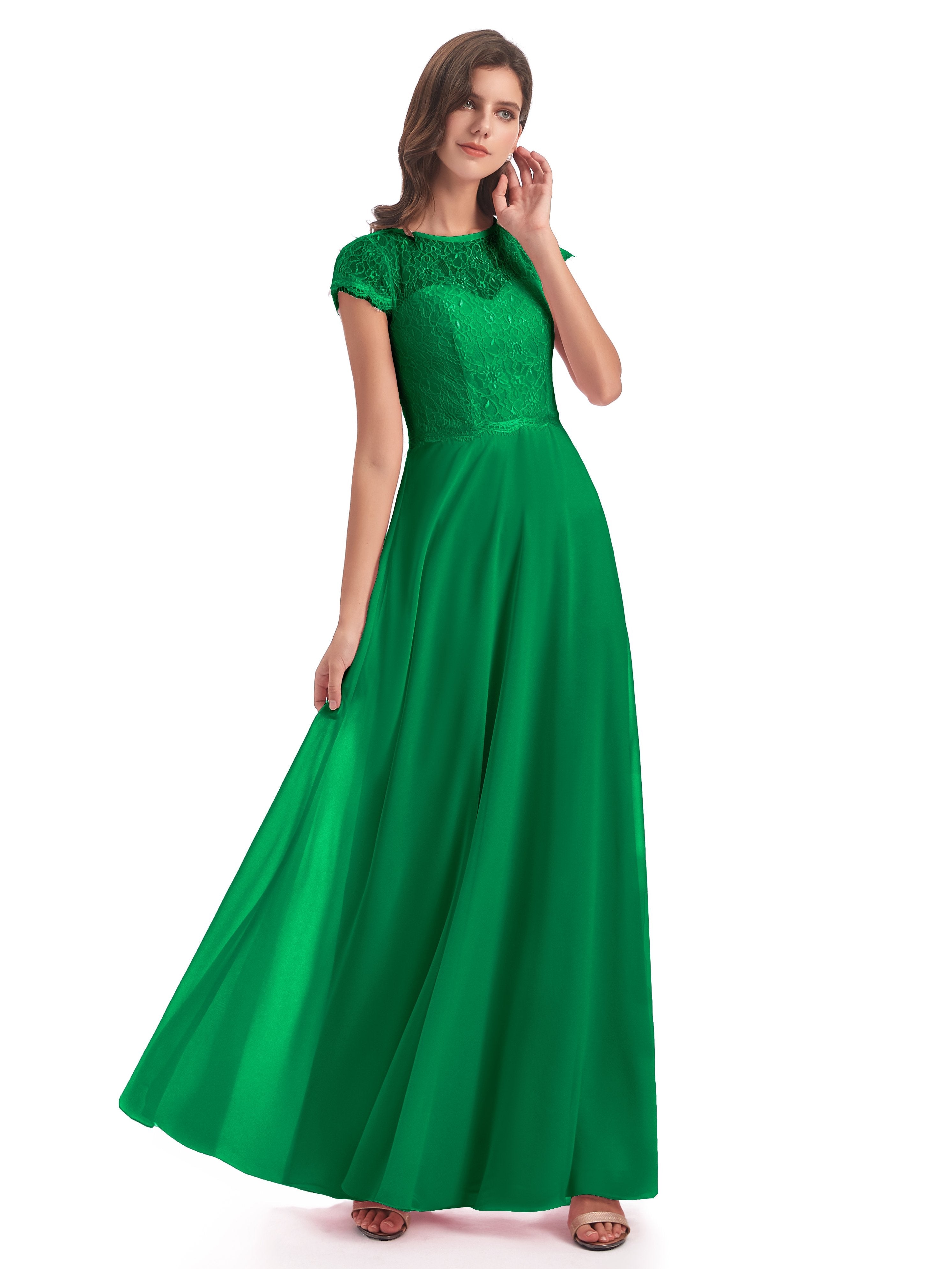 Amelia Sheatch Cap Sleeves Lace Bridesmaid Dresses