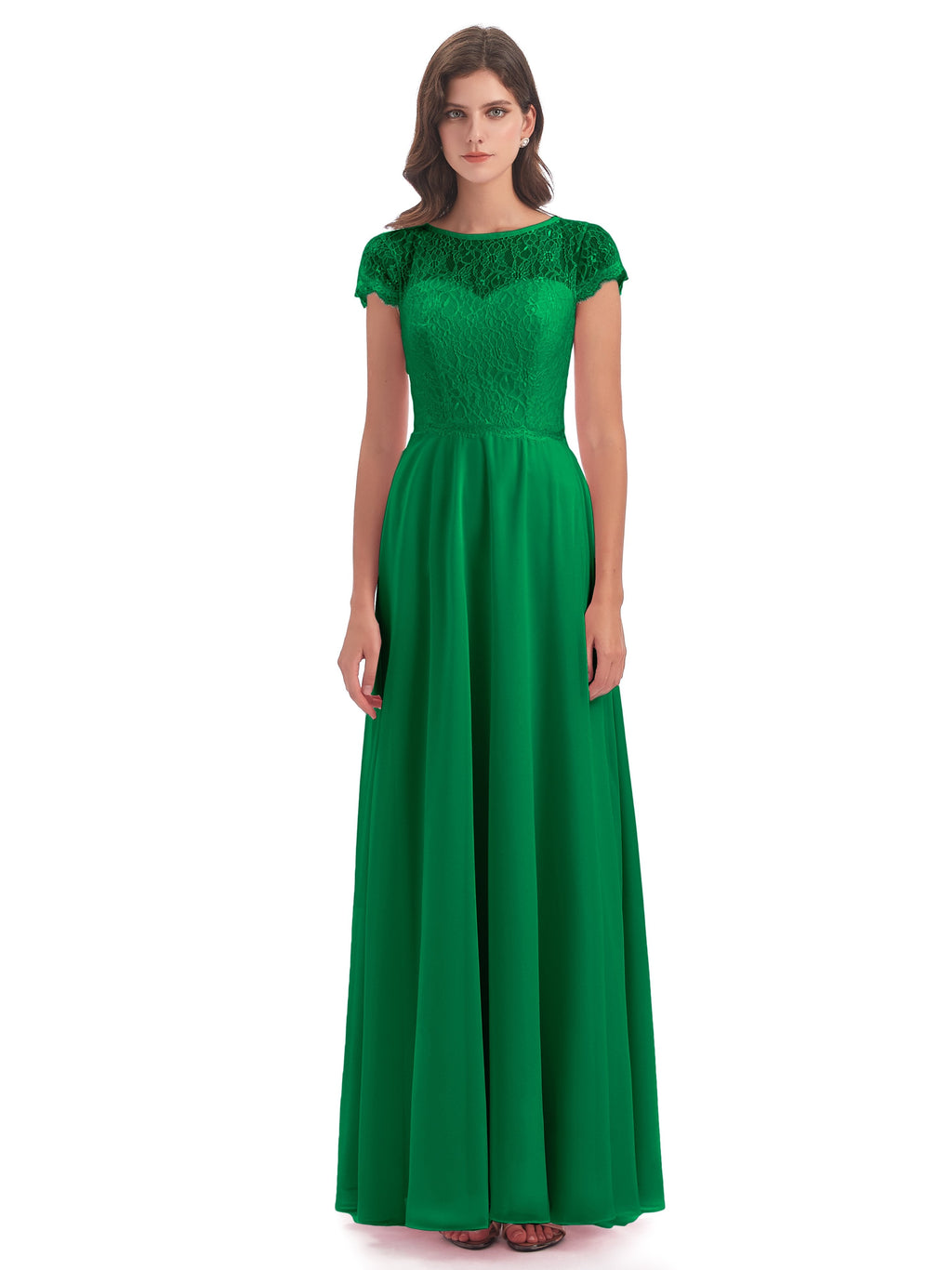 Amelia Sheatch Cap Sleeves Lace Bridesmaid Dresses