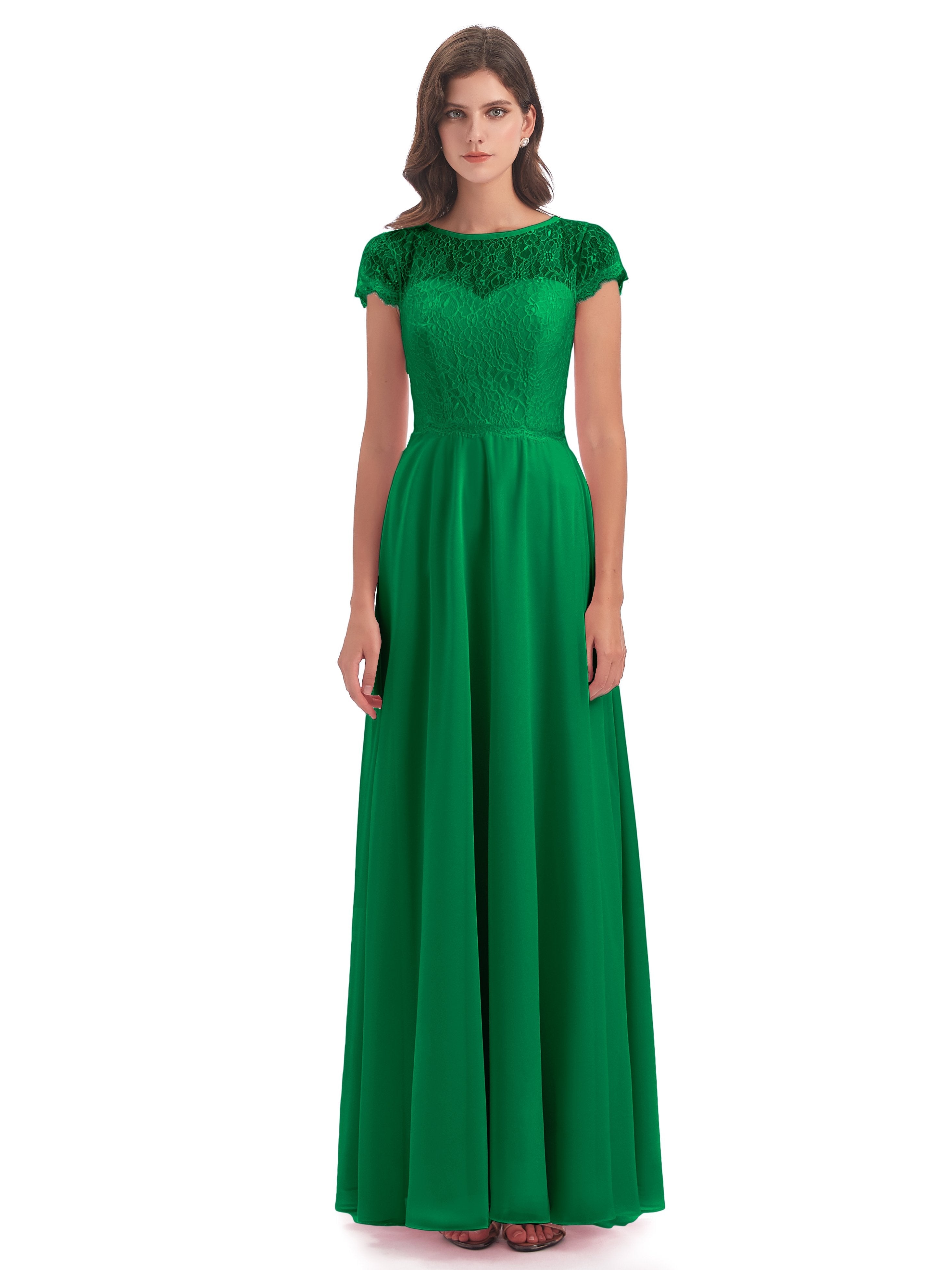 Amelia Sheatch Cap Sleeves Lace Bridesmaid Dresses