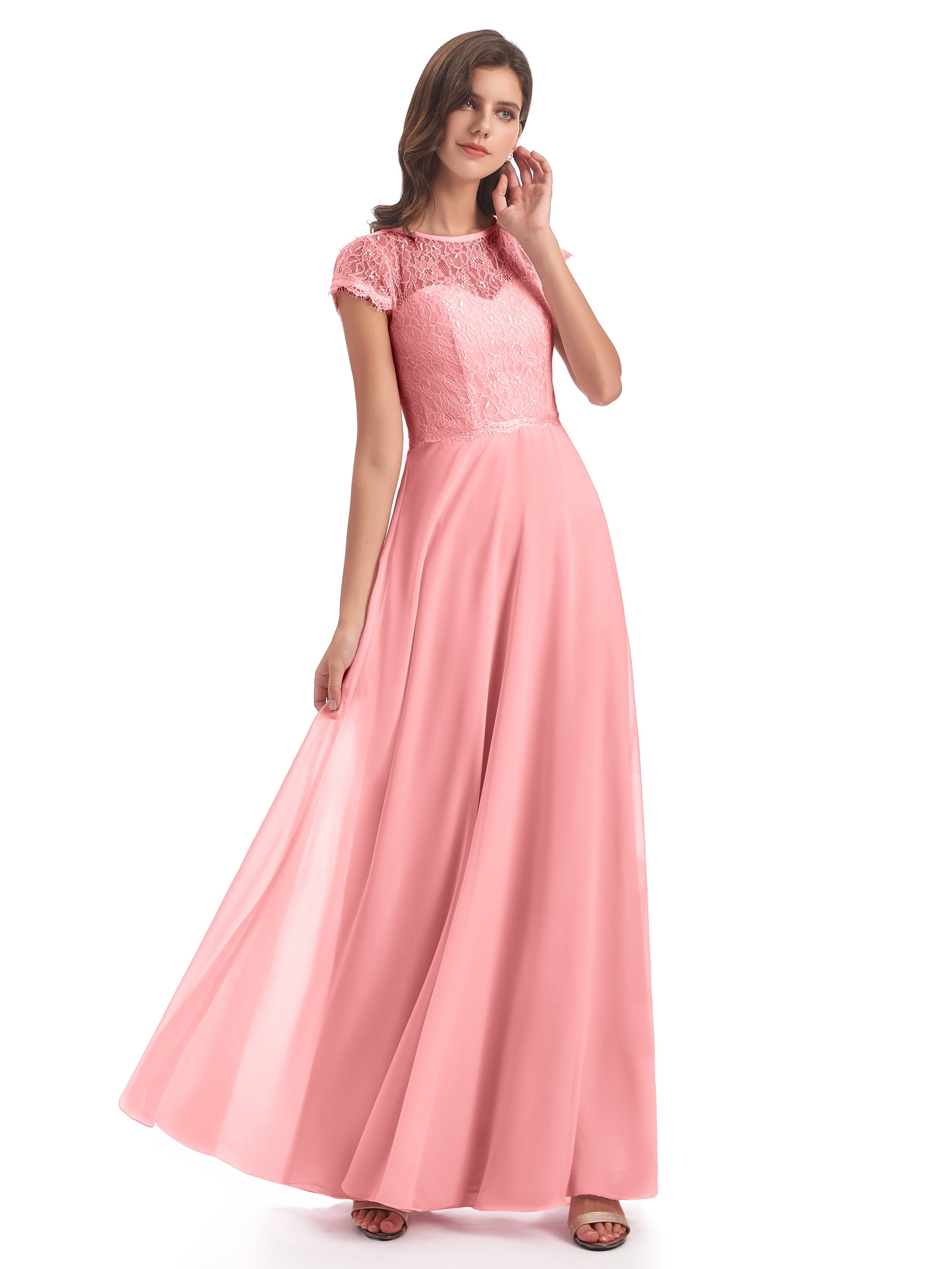 Amelia Sheatch Cap Sleeves Lace Bridesmaid Dresses
