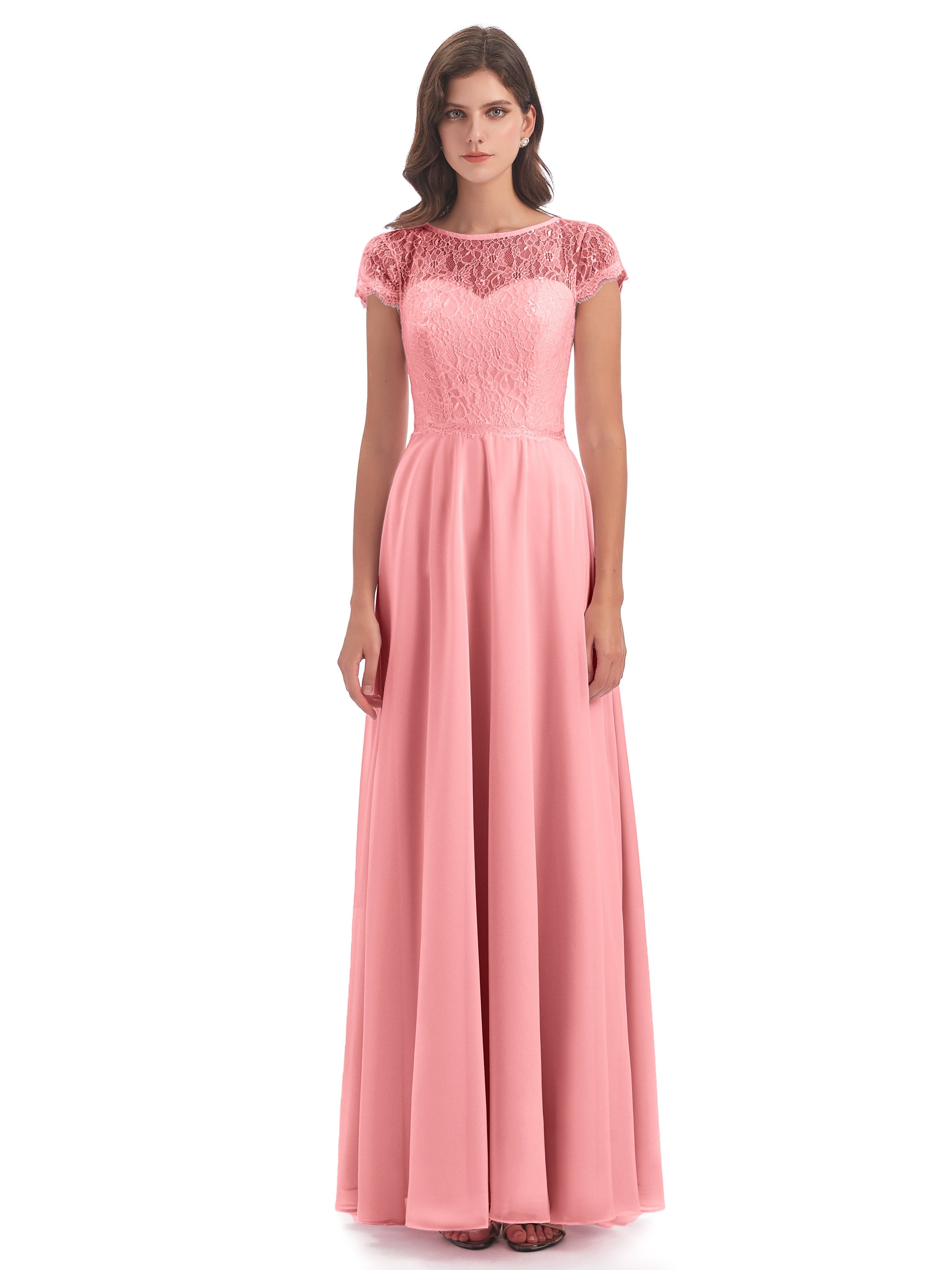 Amelia Sheatch Cap Sleeves Lace Bridesmaid Dresses