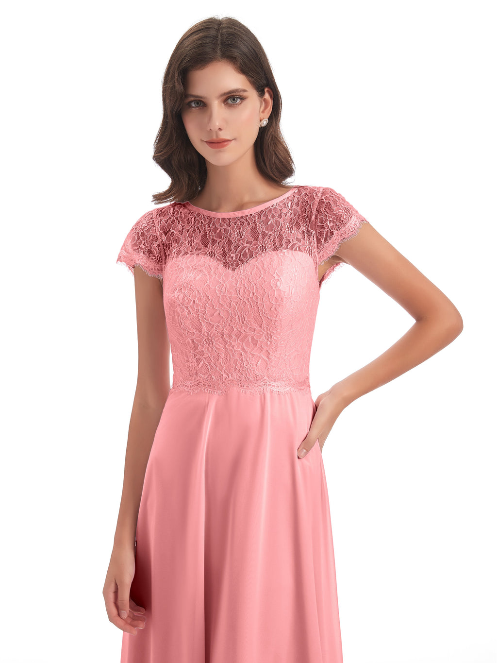 Amelia Sheatch Cap Sleeves Lace Bridesmaid Dresses