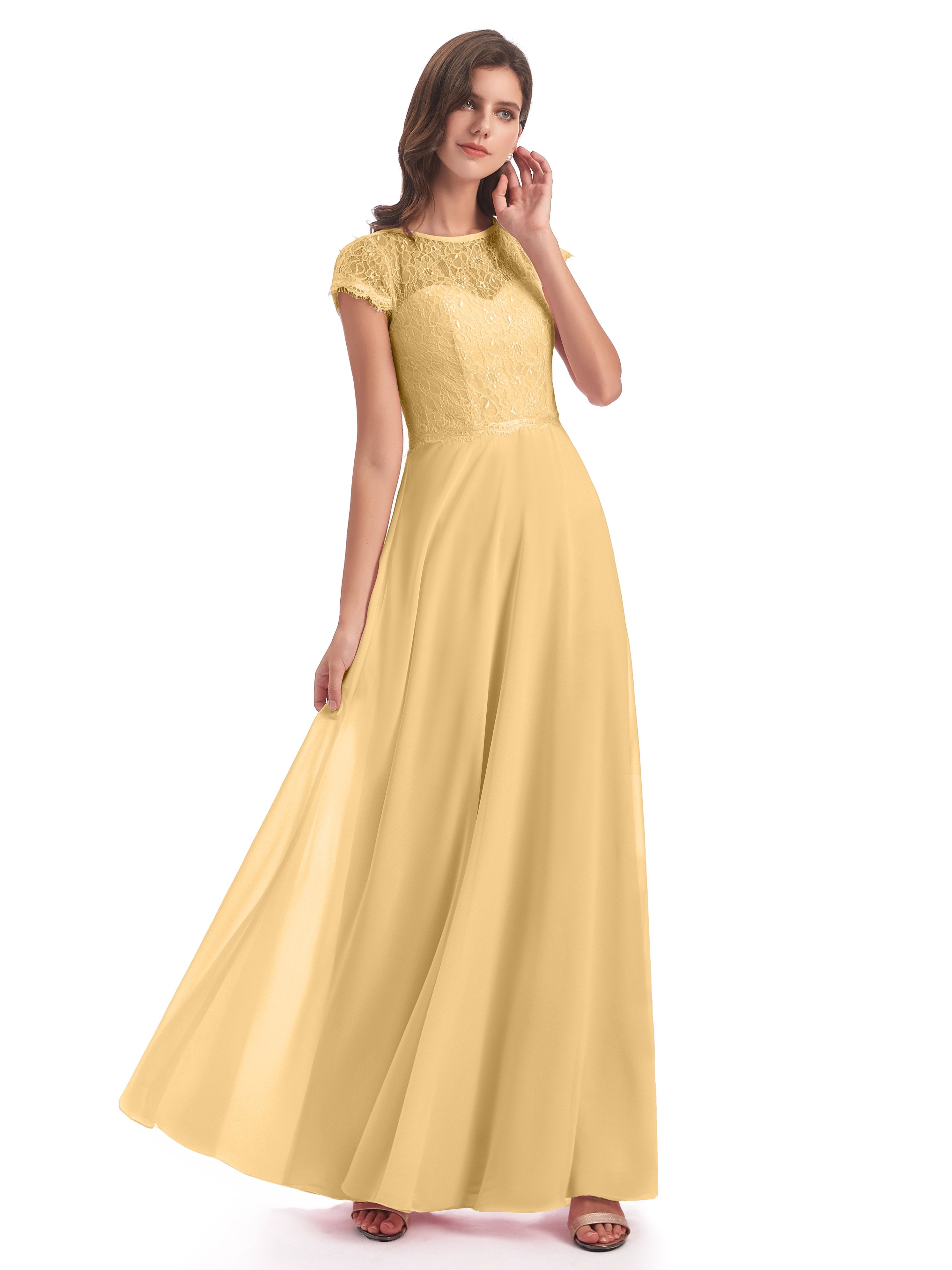 Amelia Sheatch Cap Sleeves Lace Bridesmaid Dresses