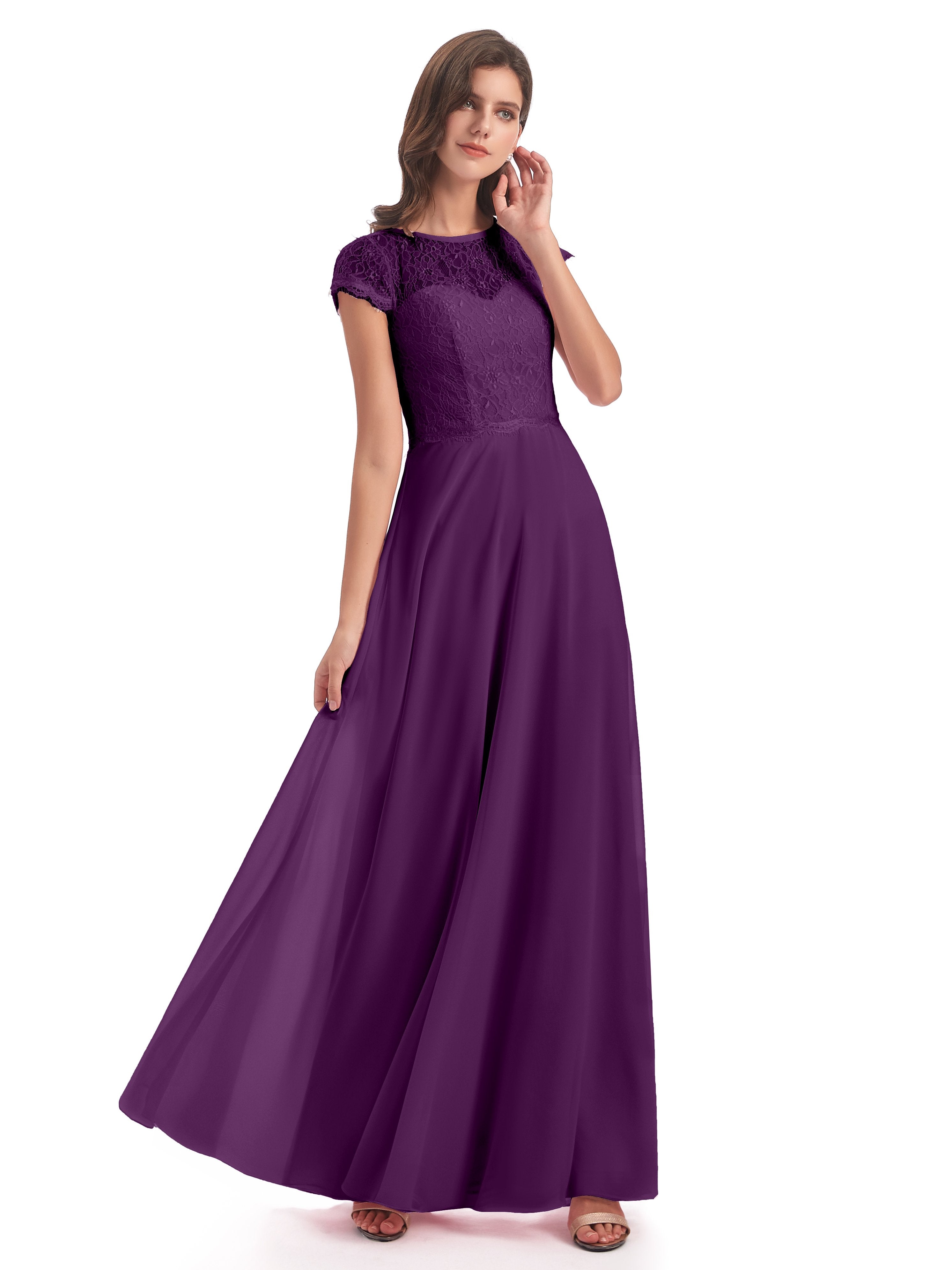 Amelia Sheatch Cap Sleeves Lace Bridesmaid Dresses