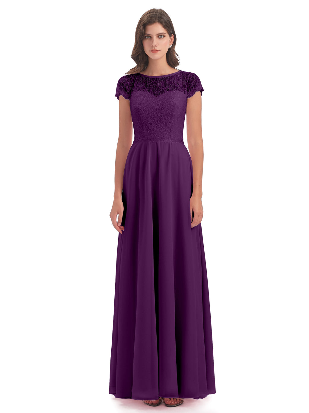 Amelia Sheatch Cap Sleeves Lace Bridesmaid Dresses