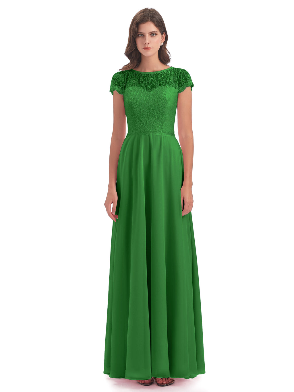 Amelia Sheatch Cap Sleeves Lace Bridesmaid Dresses