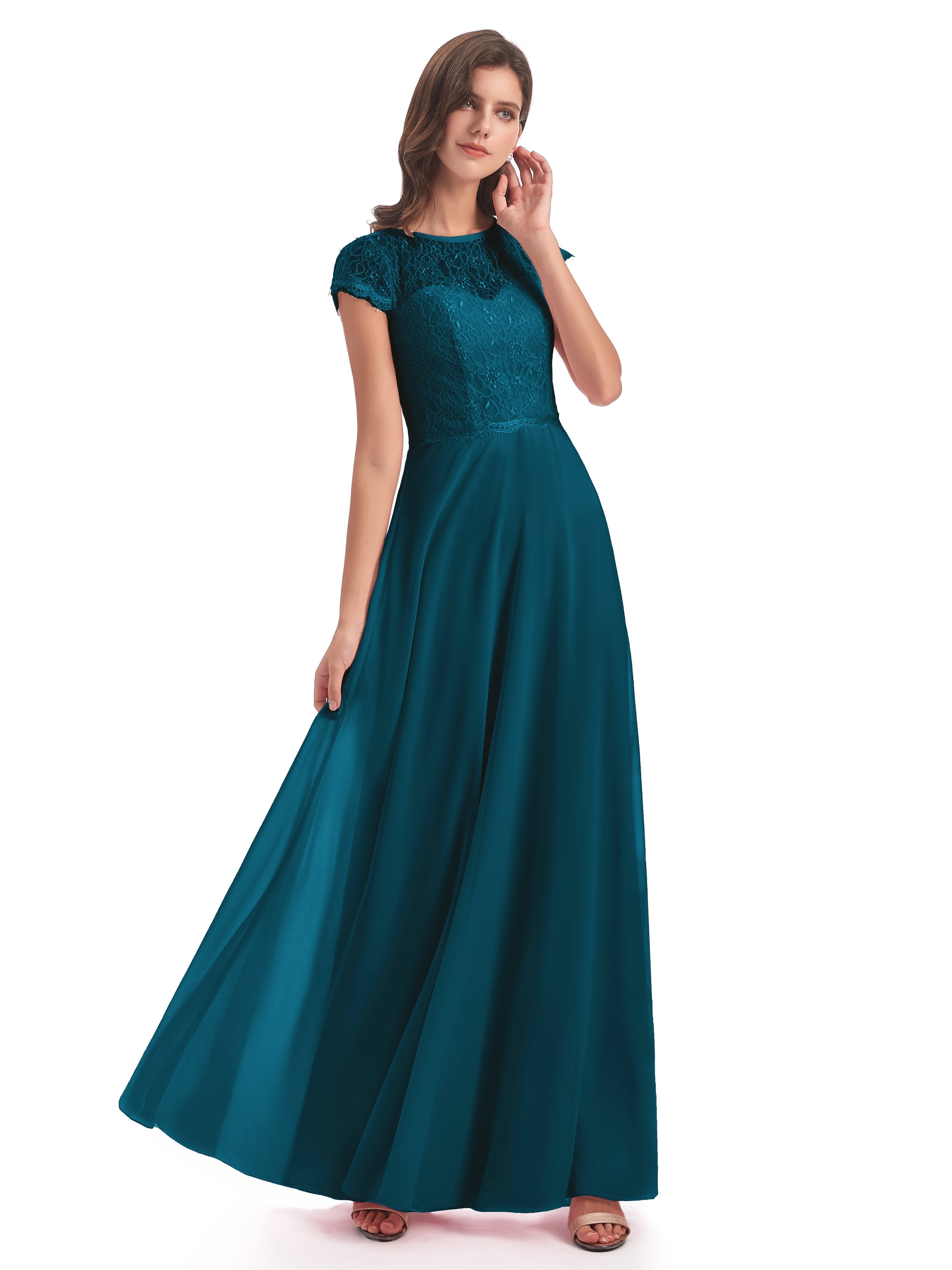 Amelia Sheatch Cap Sleeves Lace Bridesmaid Dresses