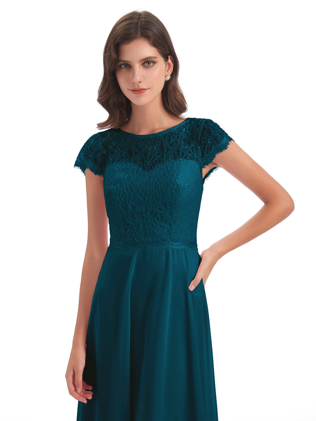 Amelia Sheatch Cap Sleeves Lace Bridesmaid Dresses