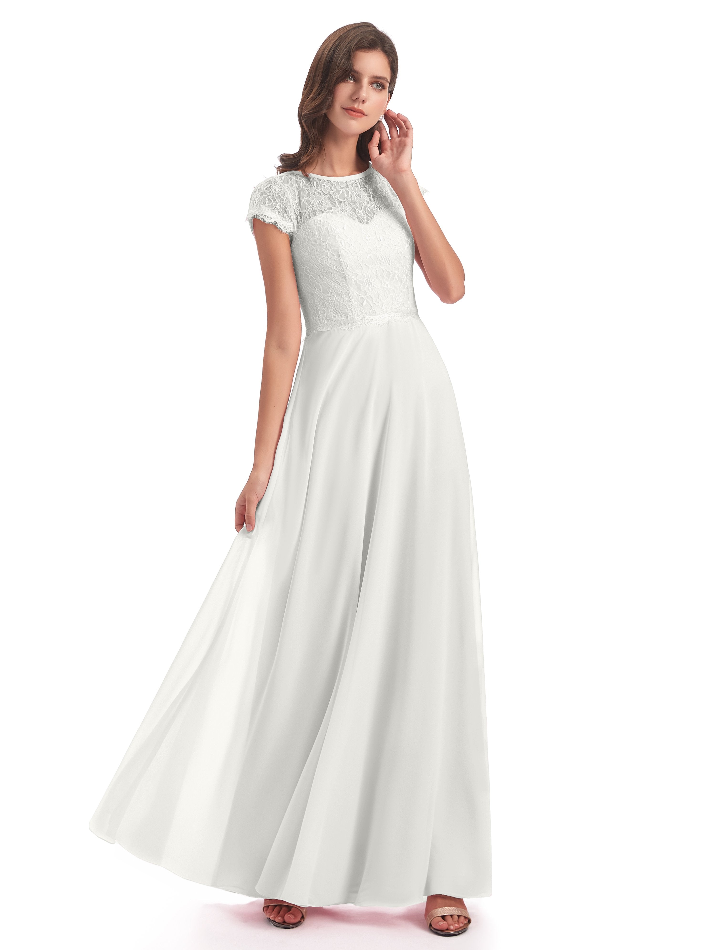 Amelia Sheatch Cap Sleeves Lace Bridesmaid Dresses