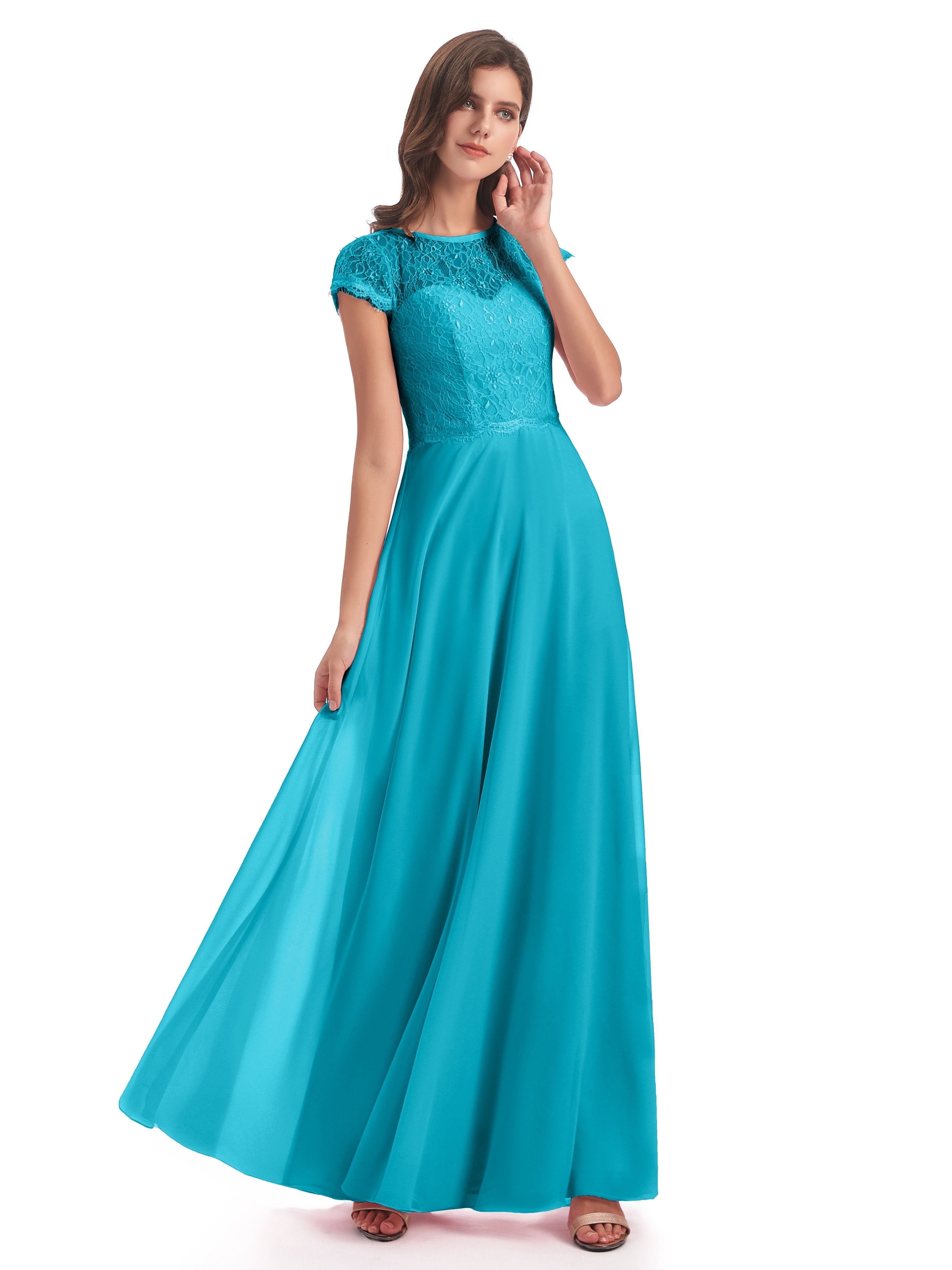 Amelia Sheatch Cap Sleeves Lace Bridesmaid Dresses