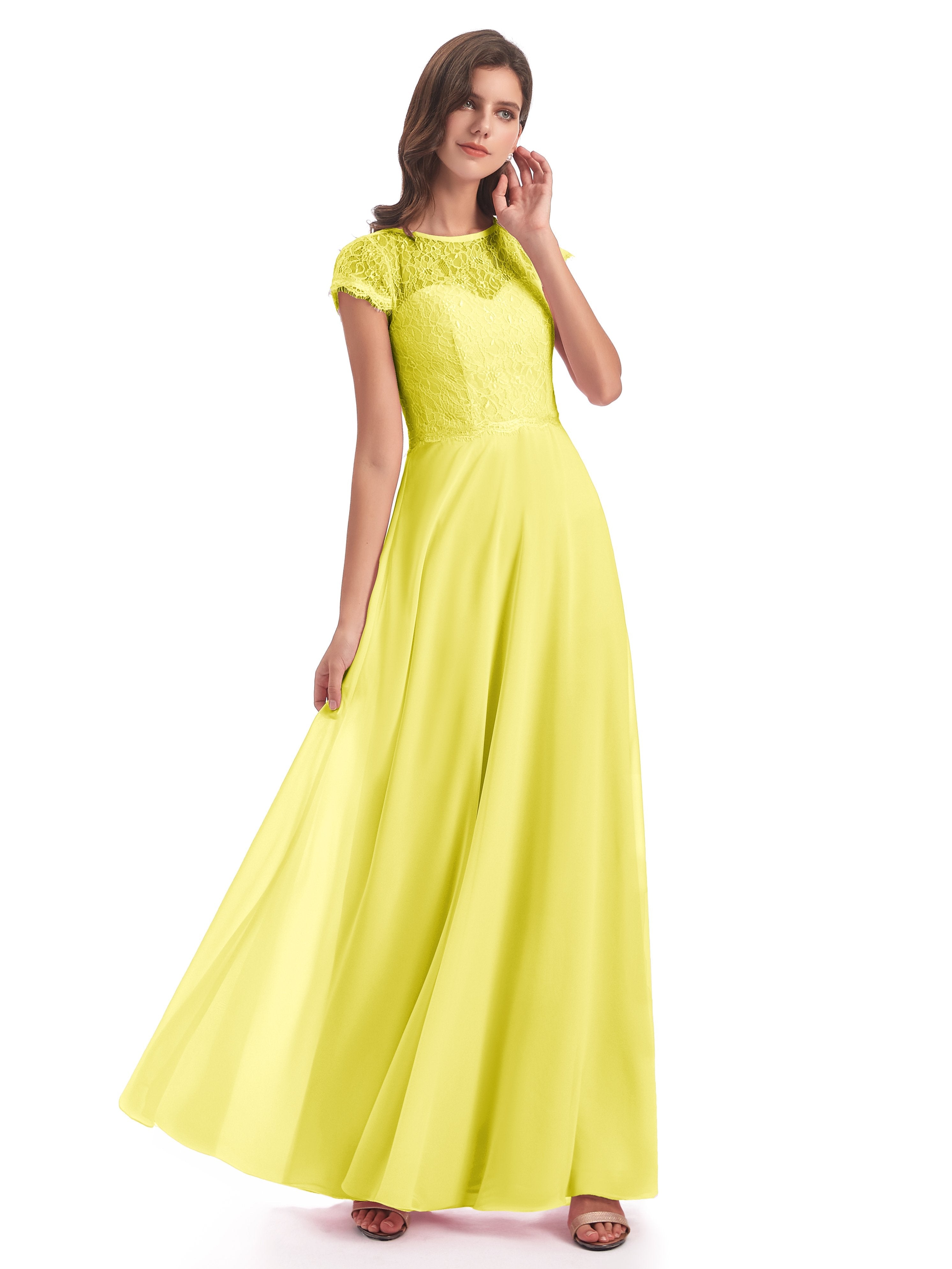 Amelia Sheatch Cap Sleeves Lace Bridesmaid Dresses