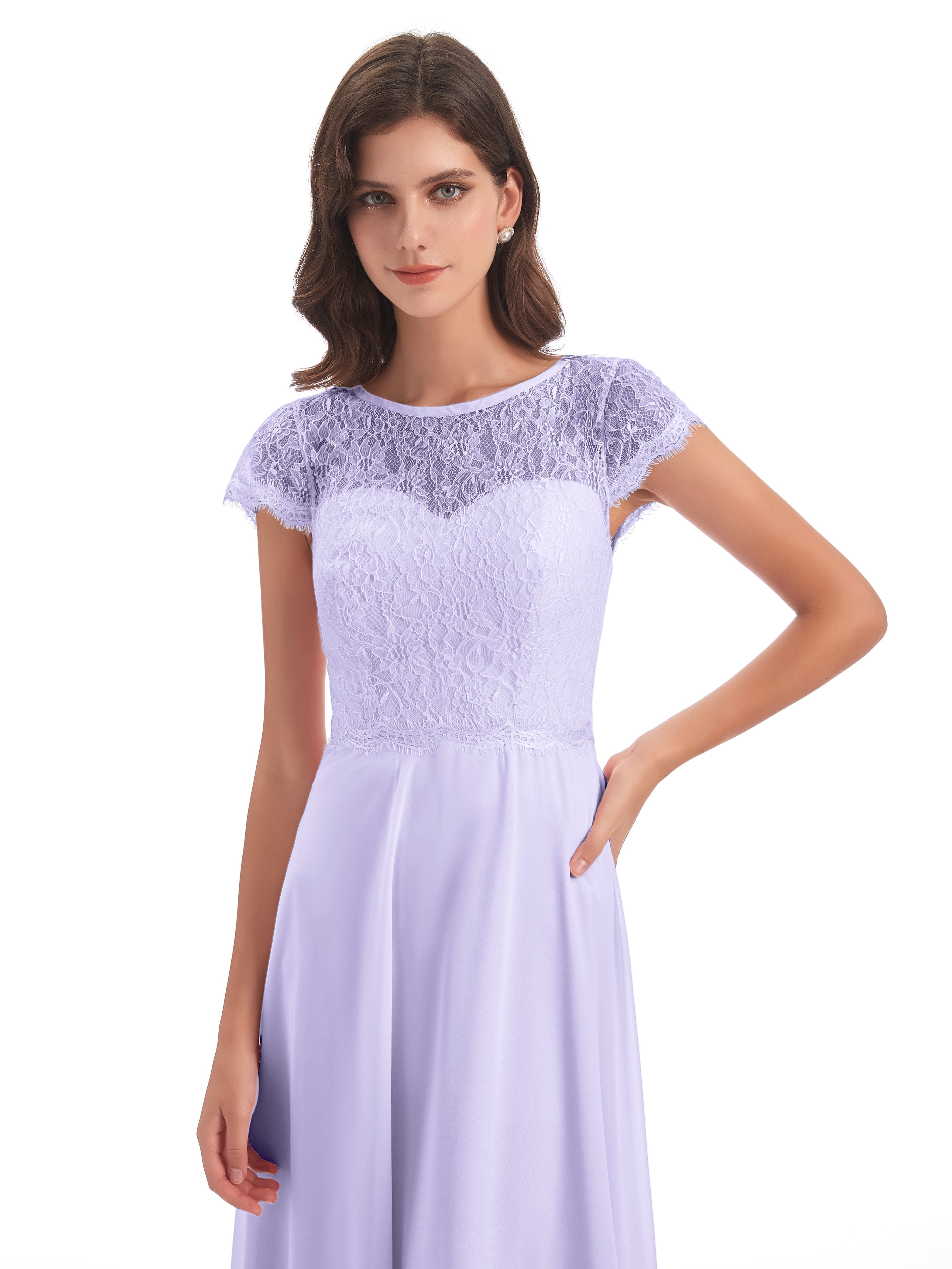 Amelia Sheatch Cap Sleeves Lace Bridesmaid Dresses